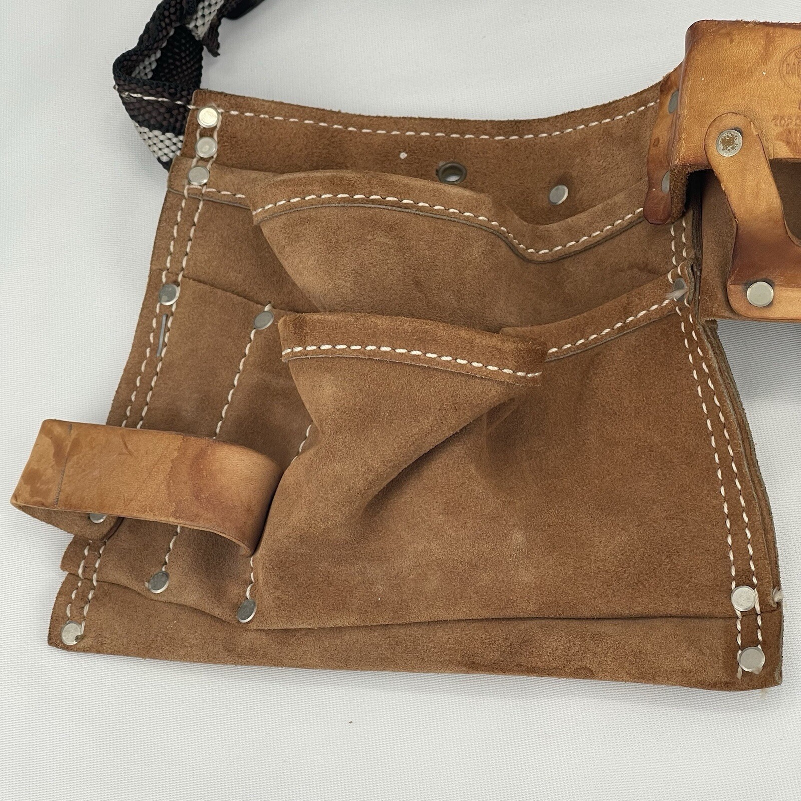 Vintage Nicholas Top Grain Leather Split Cowhide Adjustable Tool Belt #493X
