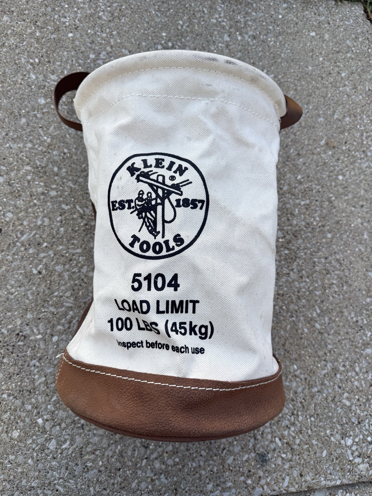 Klein Tools #5104 Lineman Bucket Canvas Bag Heavy Duty Made in USA 100 Lbs
