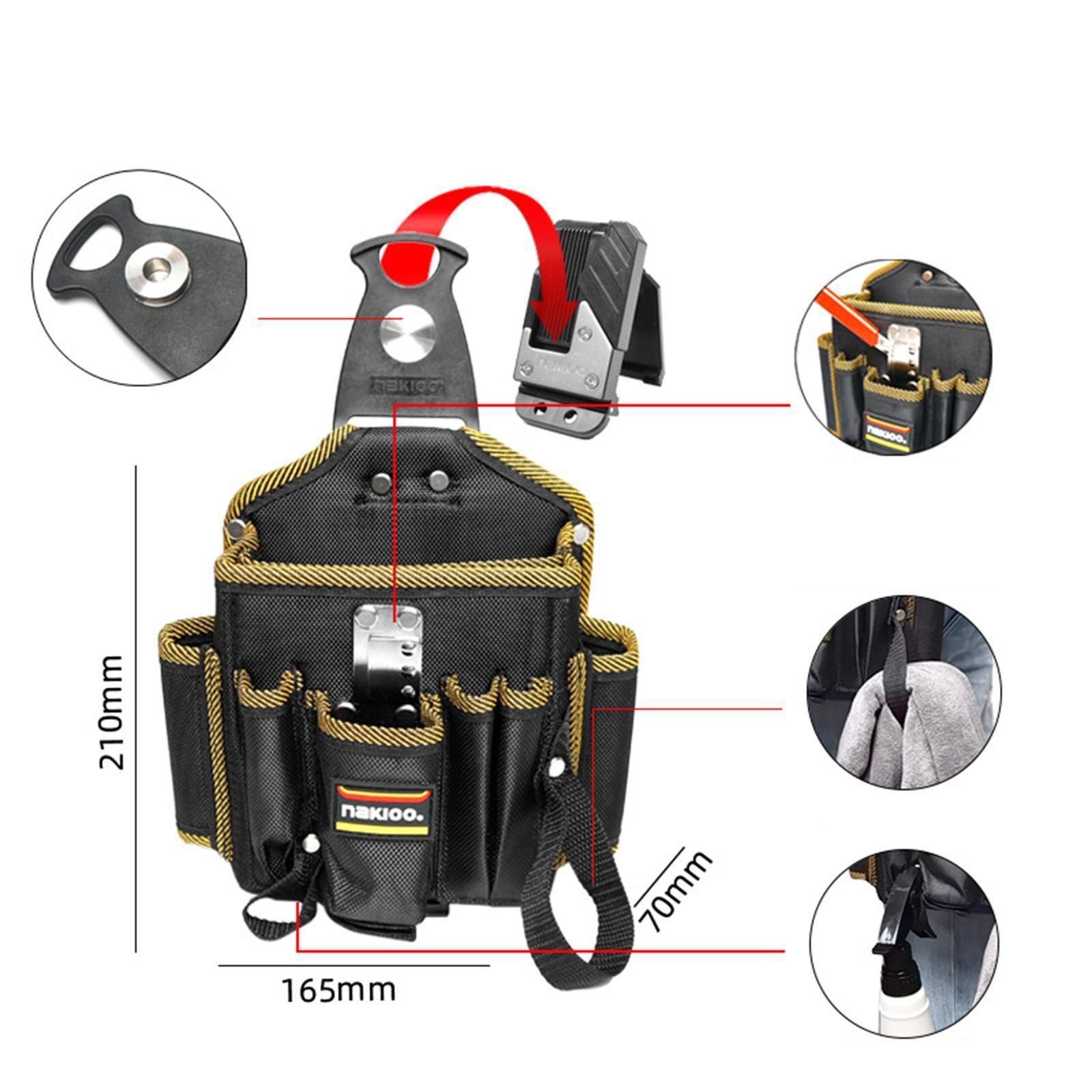 Tool Pouch with Belt Clip with Multiple Pockets Fast Installation Compact