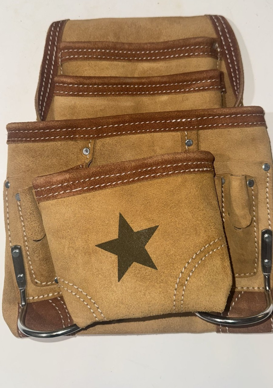 Beige Suede leather tool pouch