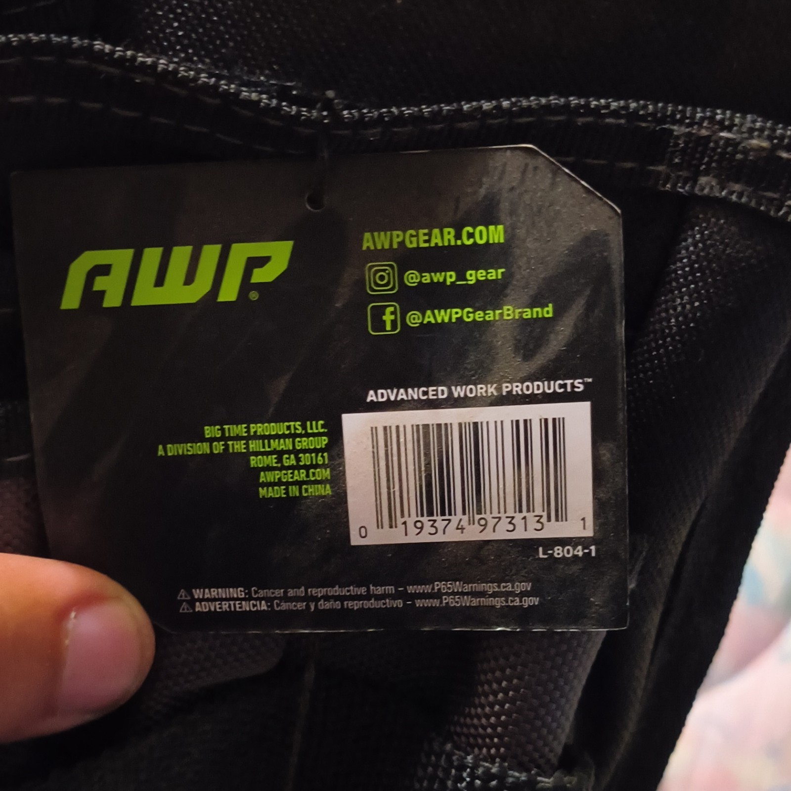 AWP Organizer Tool Pouch Water-Resistant 7 Pockets Belt Clip Black Gray