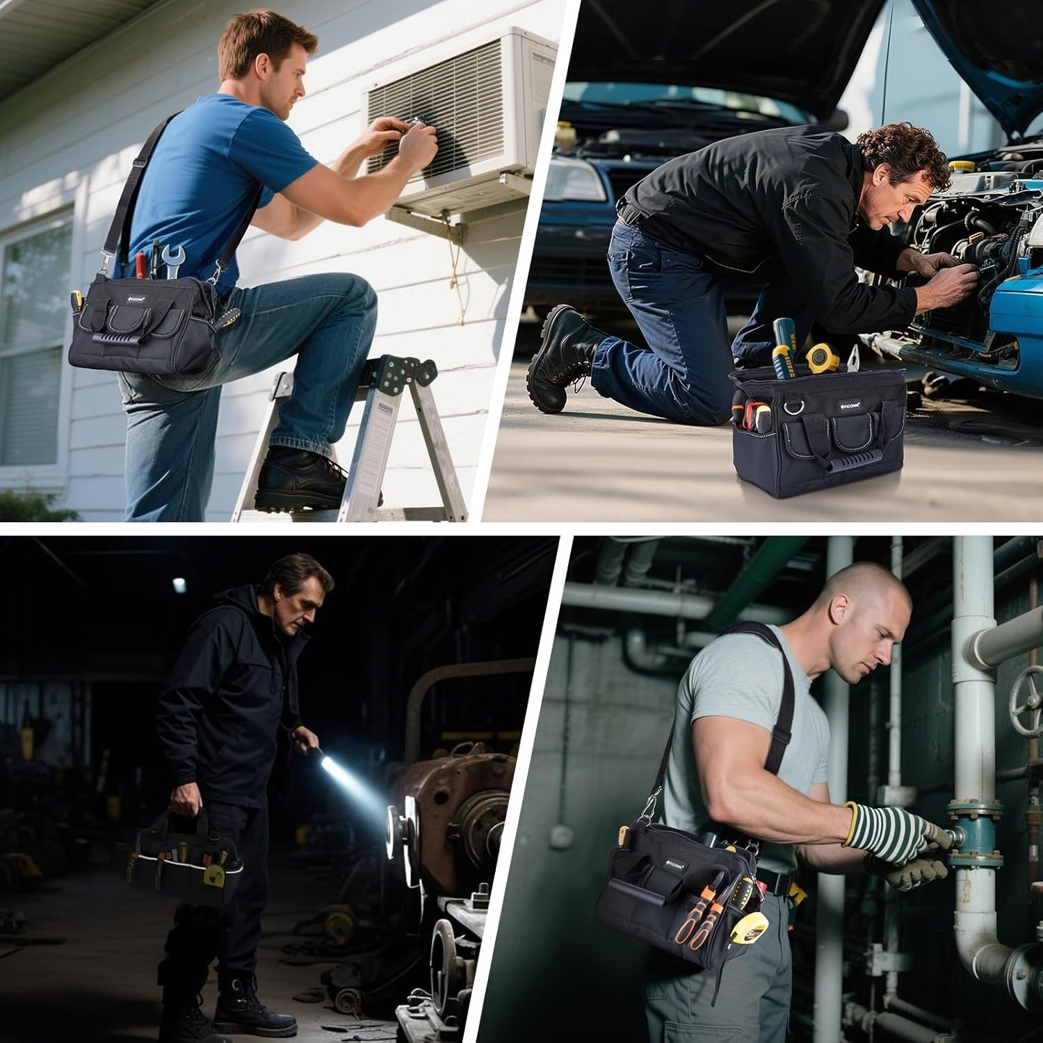Portable Tool Organizer Bag with Ergonomic Handle & Adjustable Shoulder Strap