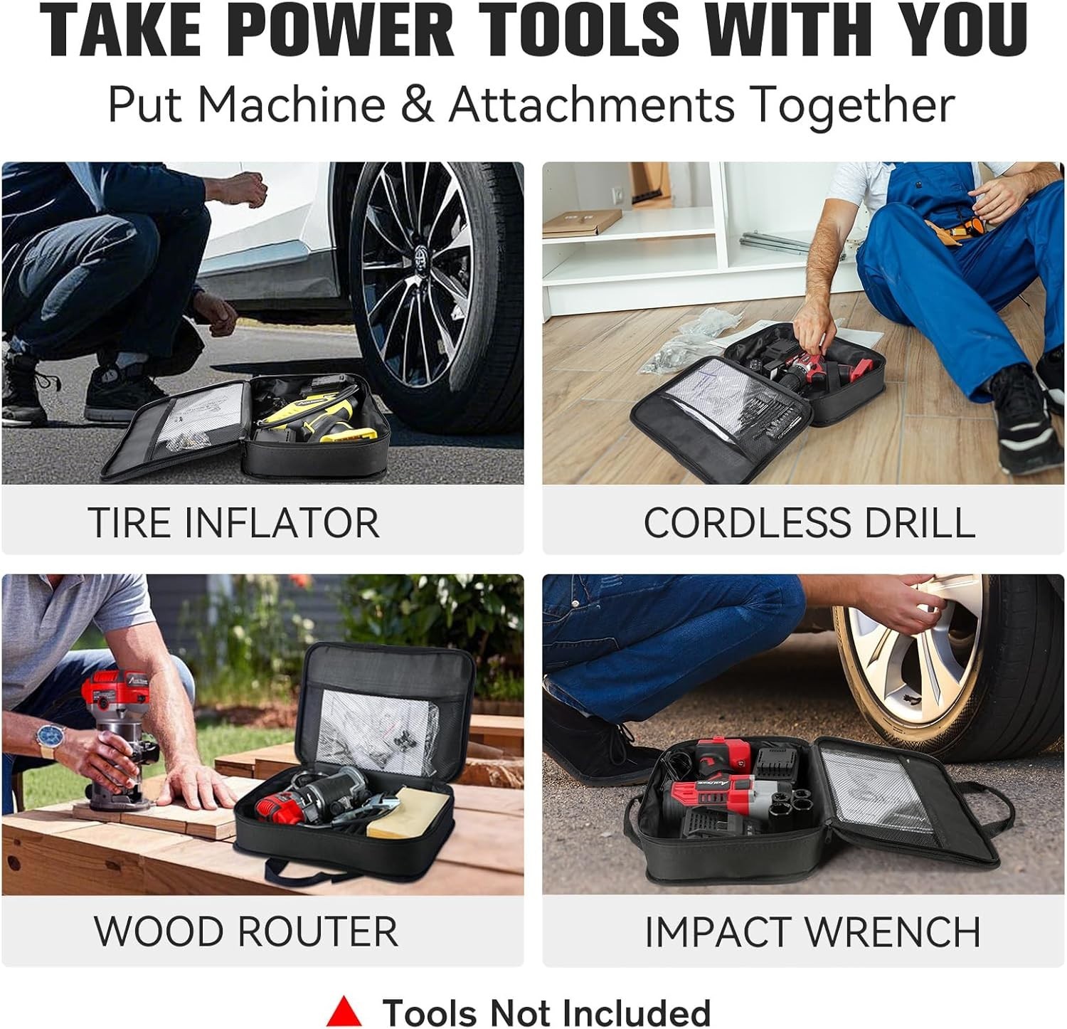 Portable Tool Storage Case with Double Zipper and Non-Collapsible Design