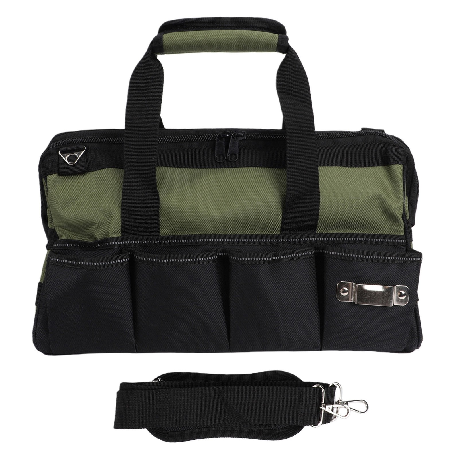 Heavy Tool Bag 15 Inch 25 Pockets Soft Tool Organizer For Electrician Green