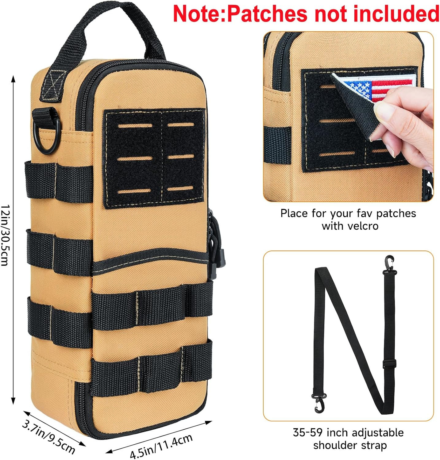 Small Tool Bag Brown Tactical Tool Pouch Organizer with Shoulder Strap