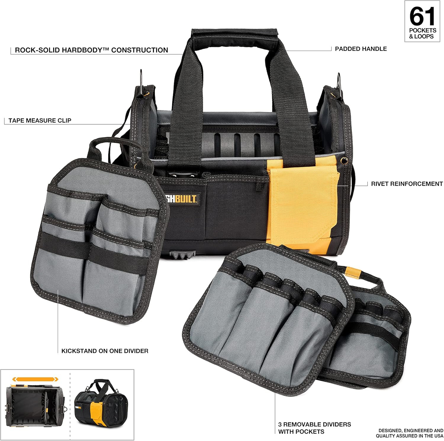 12″ Lightweight Modular Tool Tote for Jobsite Organization and Storage