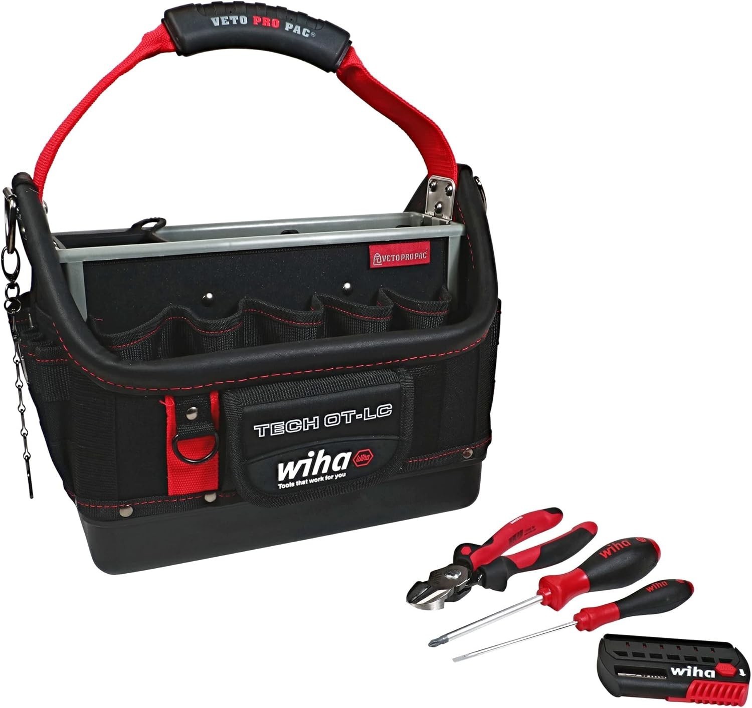 Wiha 91239 11 Piece Veto RedStripe TECH OT-LC Open Tote Tool Kit New