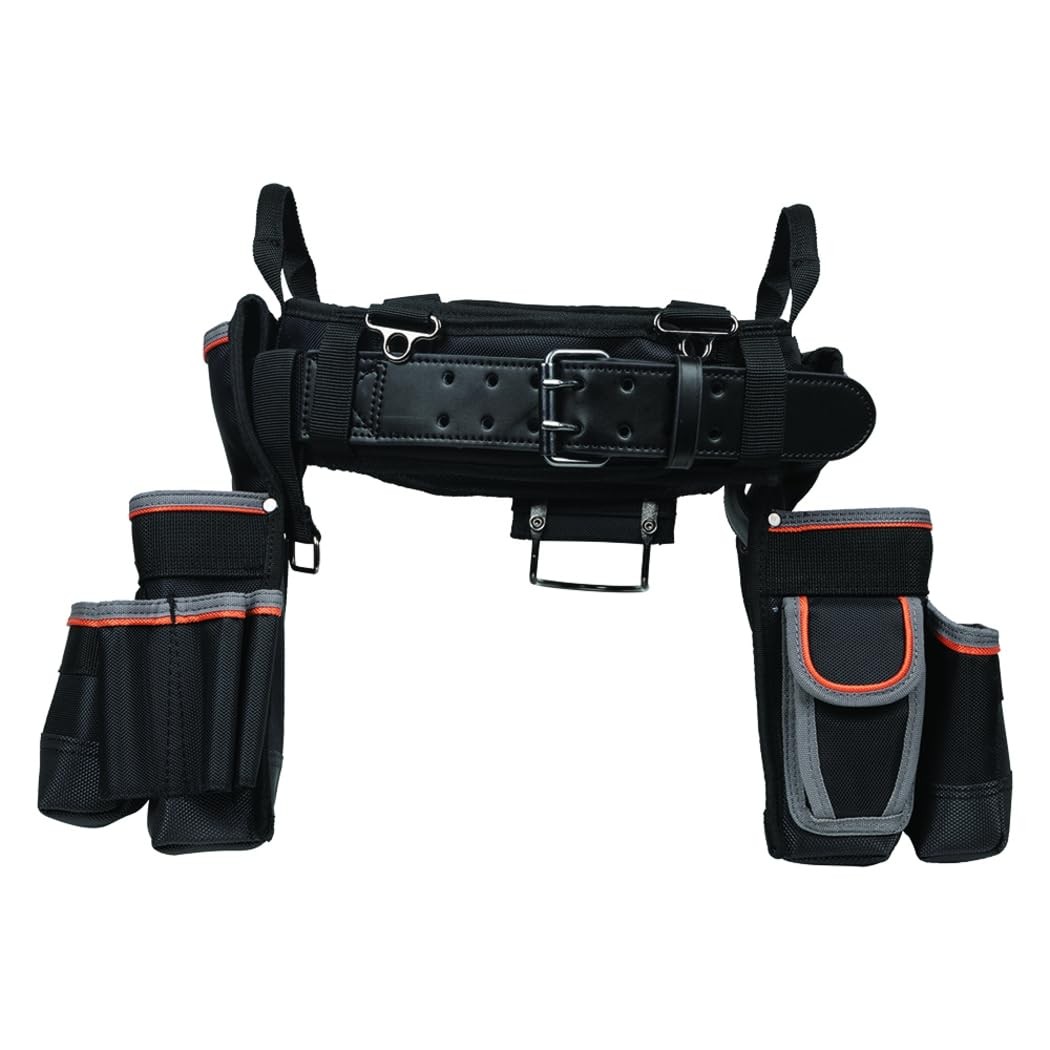 Klein Tools Large Black Tool Belt With Removable Pouches And Wide Open Pockets