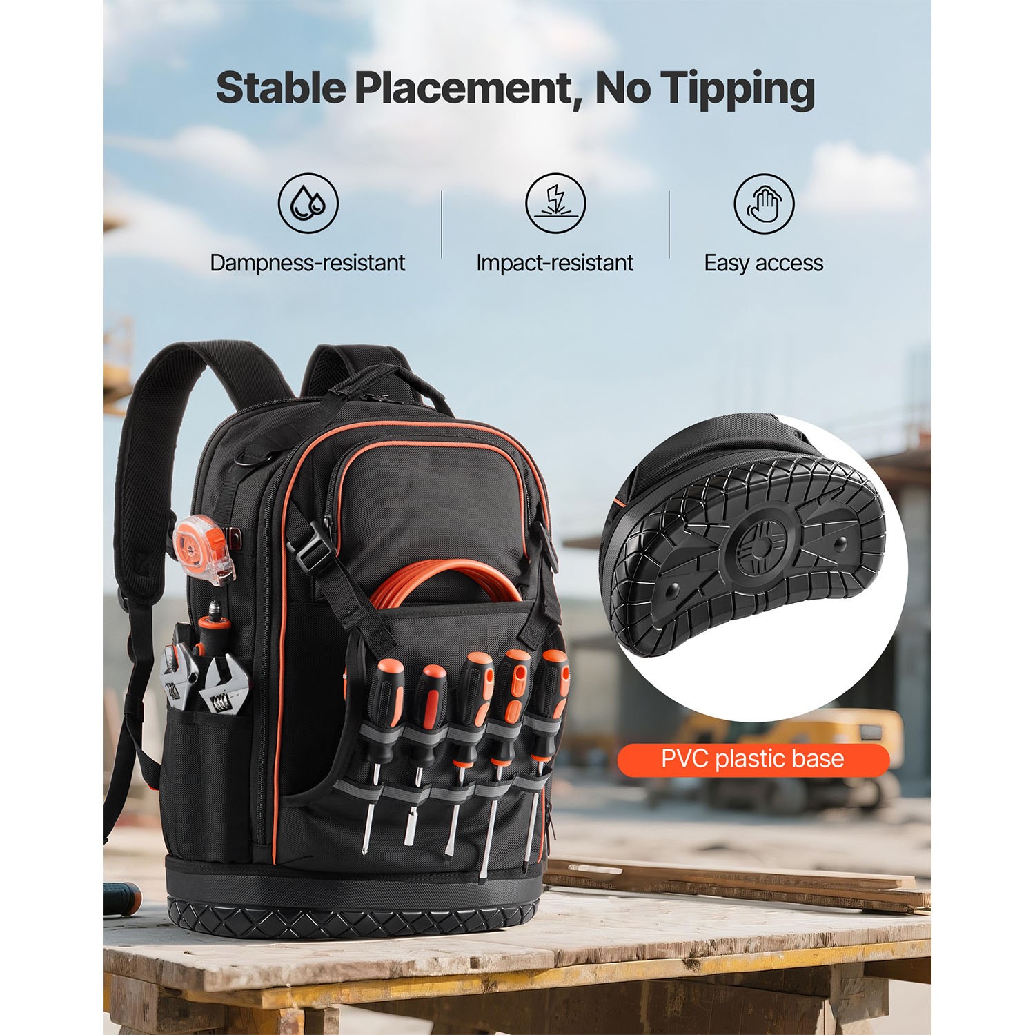 Tool Backpack 65 Pockets Tear-resistant Jobsite Backpack for Electrician