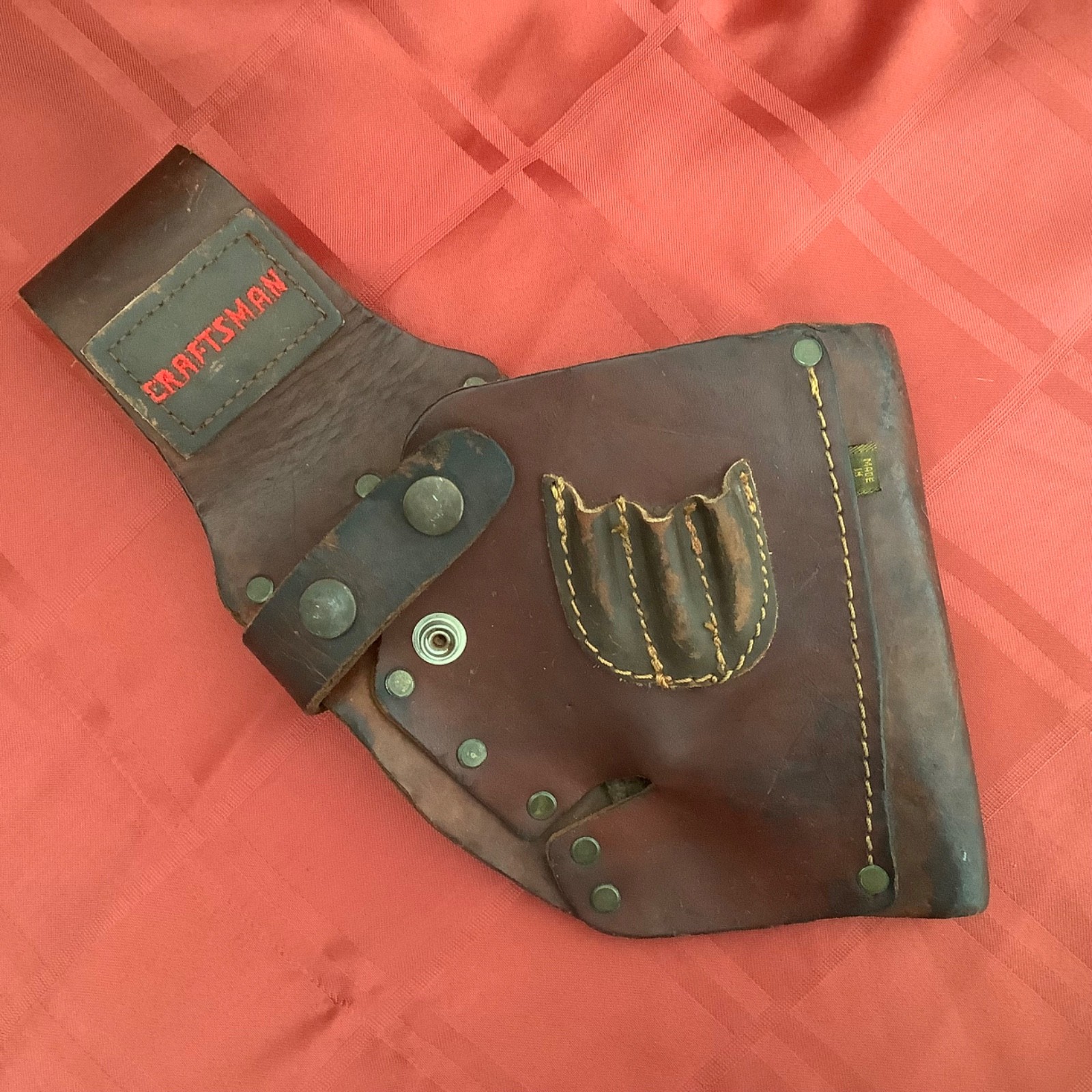 Vintage Craftsman Leather Tool Holster/Pouch Brown Heavy Duty Made In Mexico