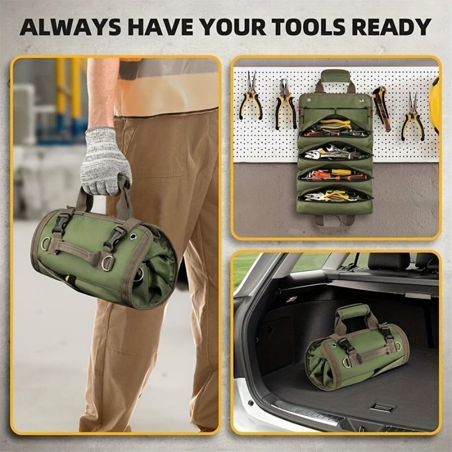 Nylon Tool Roll Up Bag Tool Organizer Wrench Roll Storage Pouch Portable