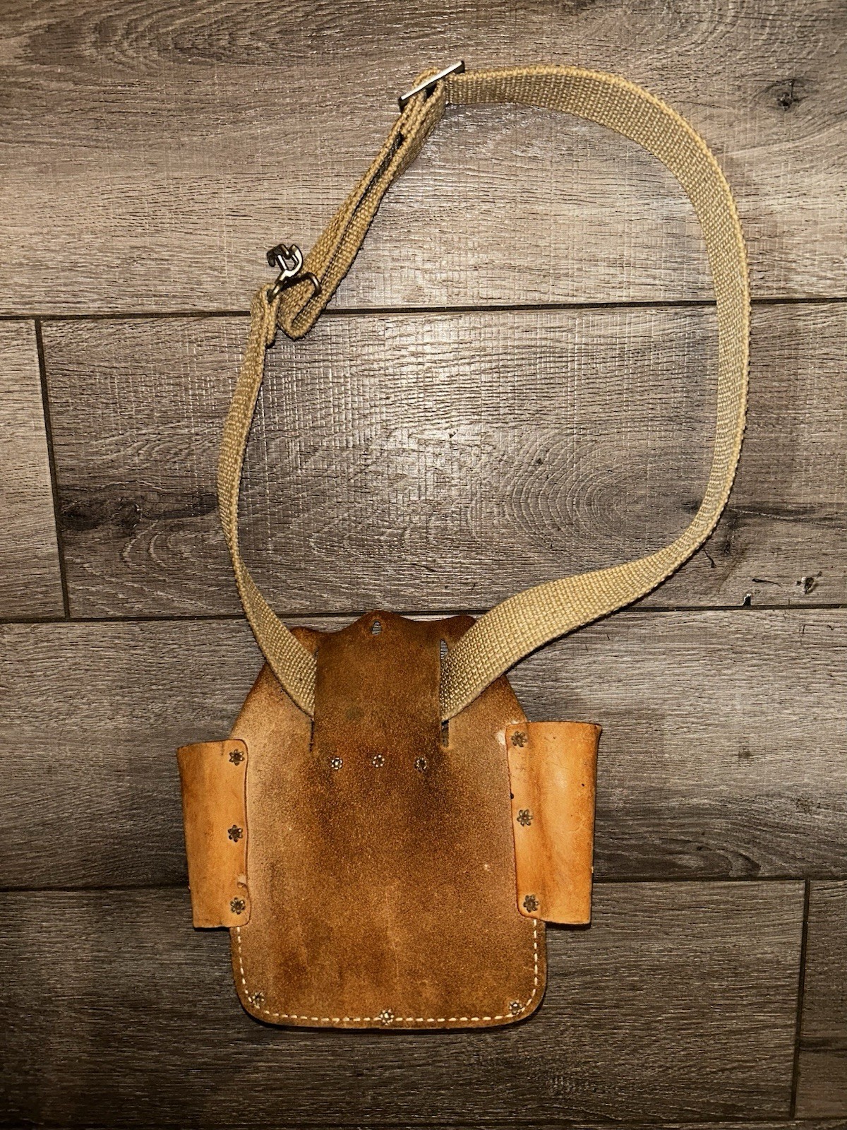 Nicholas Vintage Cowhide Pro Line Tool Pouch Holder Belt Brown Leather No. 438