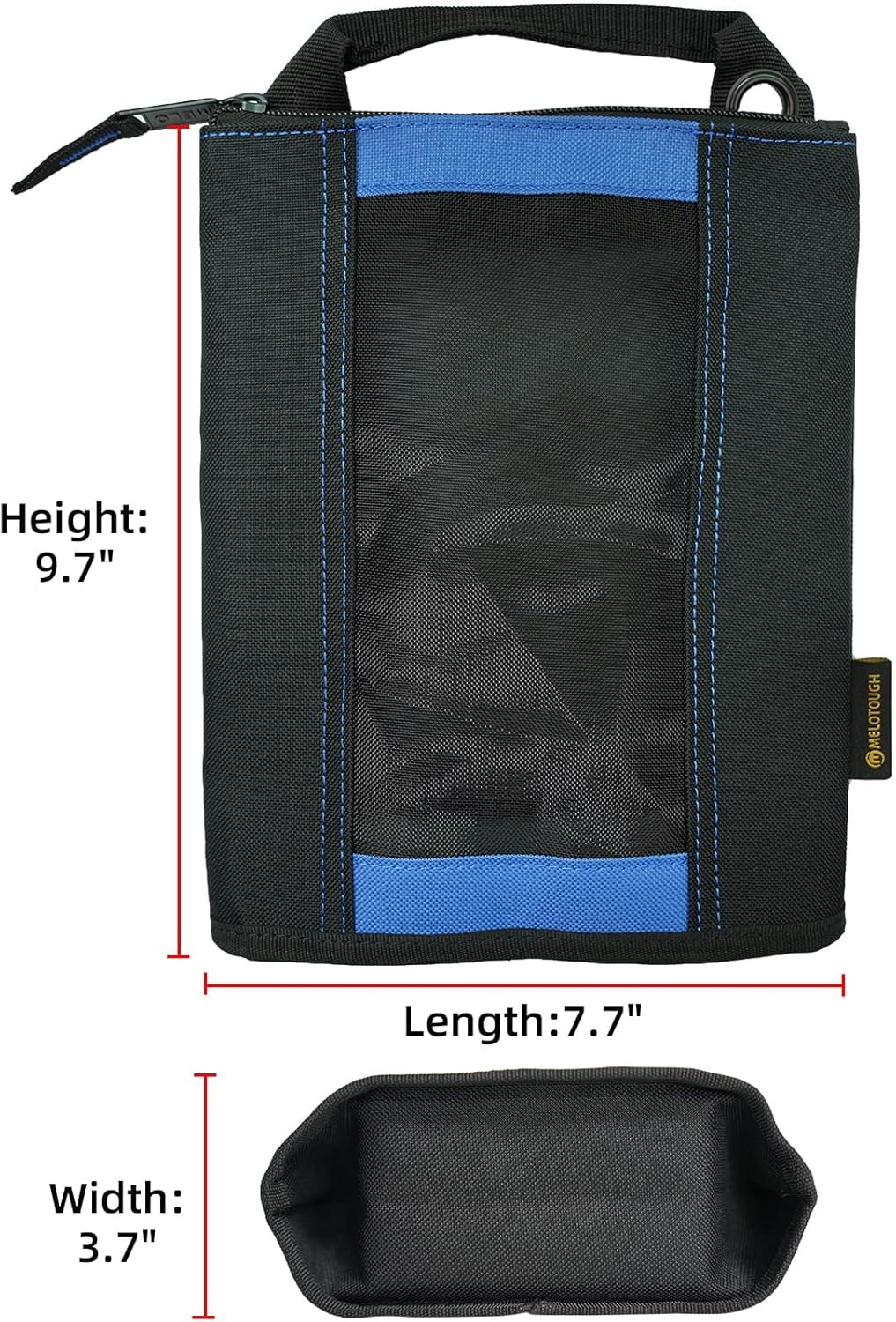 Utility Canvas Zipper Tool Bag Fastener Bag Heavy Duty Mesh Window, Hanging Grom