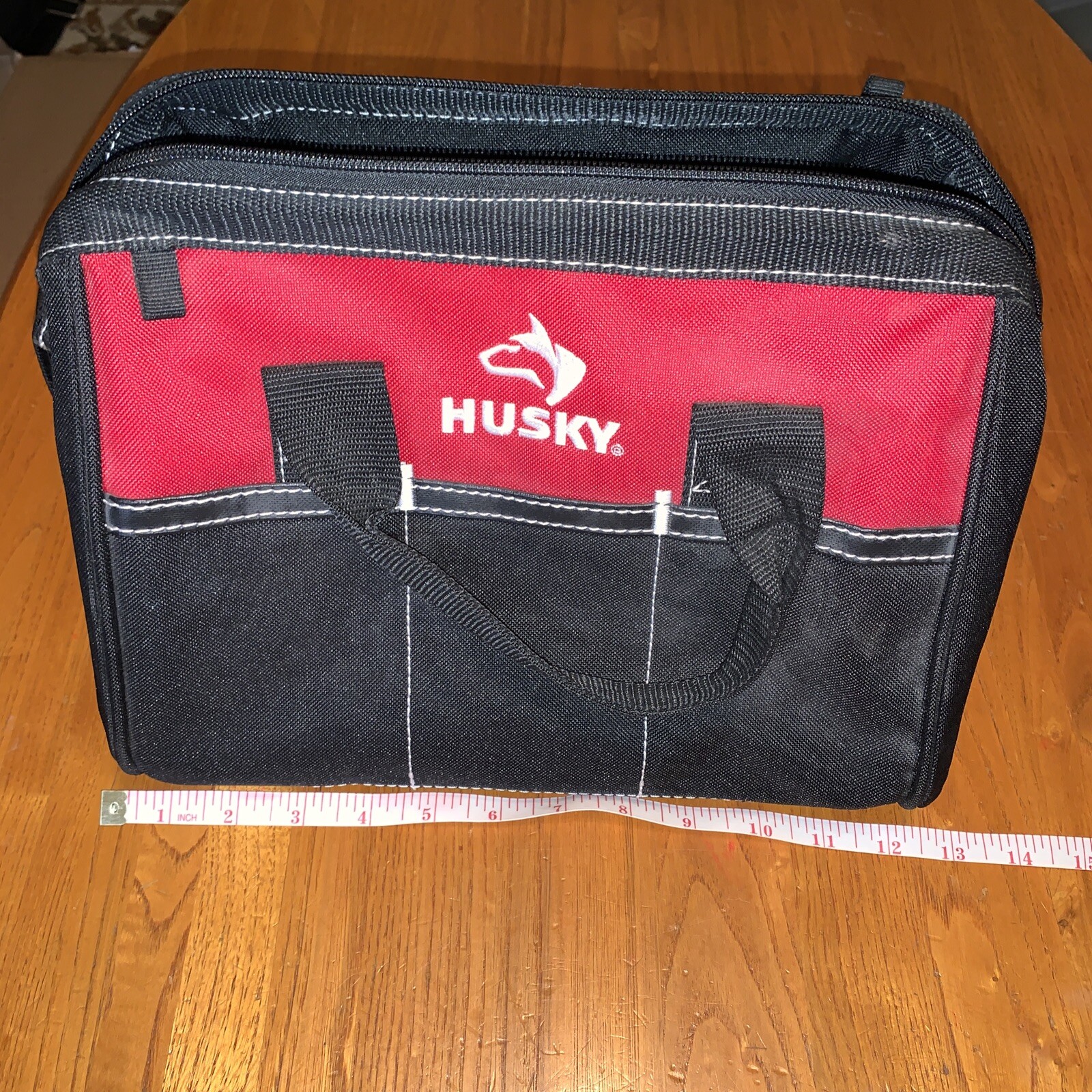 HUSKY Medium Tool Bag 13x8x8 Red/Black Canvas