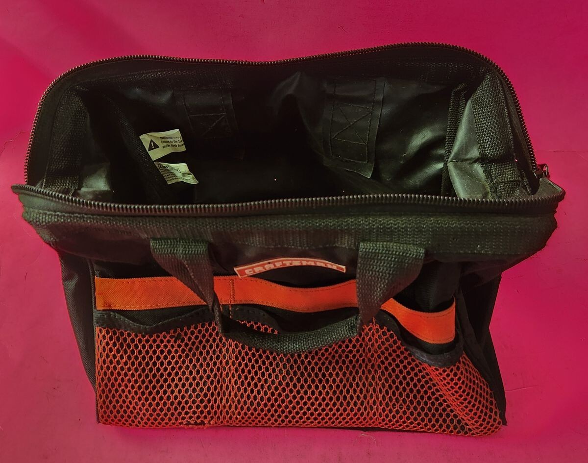 Craftsman 12″ x 8″ Zippered Tool Bag Wide Open Design Reinforced Material 37535