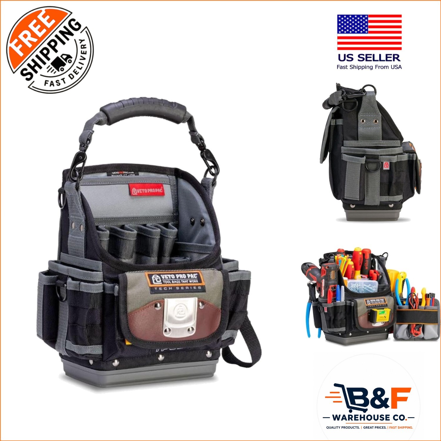 Pro Pac TP6B: Lightweight Waterproof Tool Pouch with 25 Organized Compartments