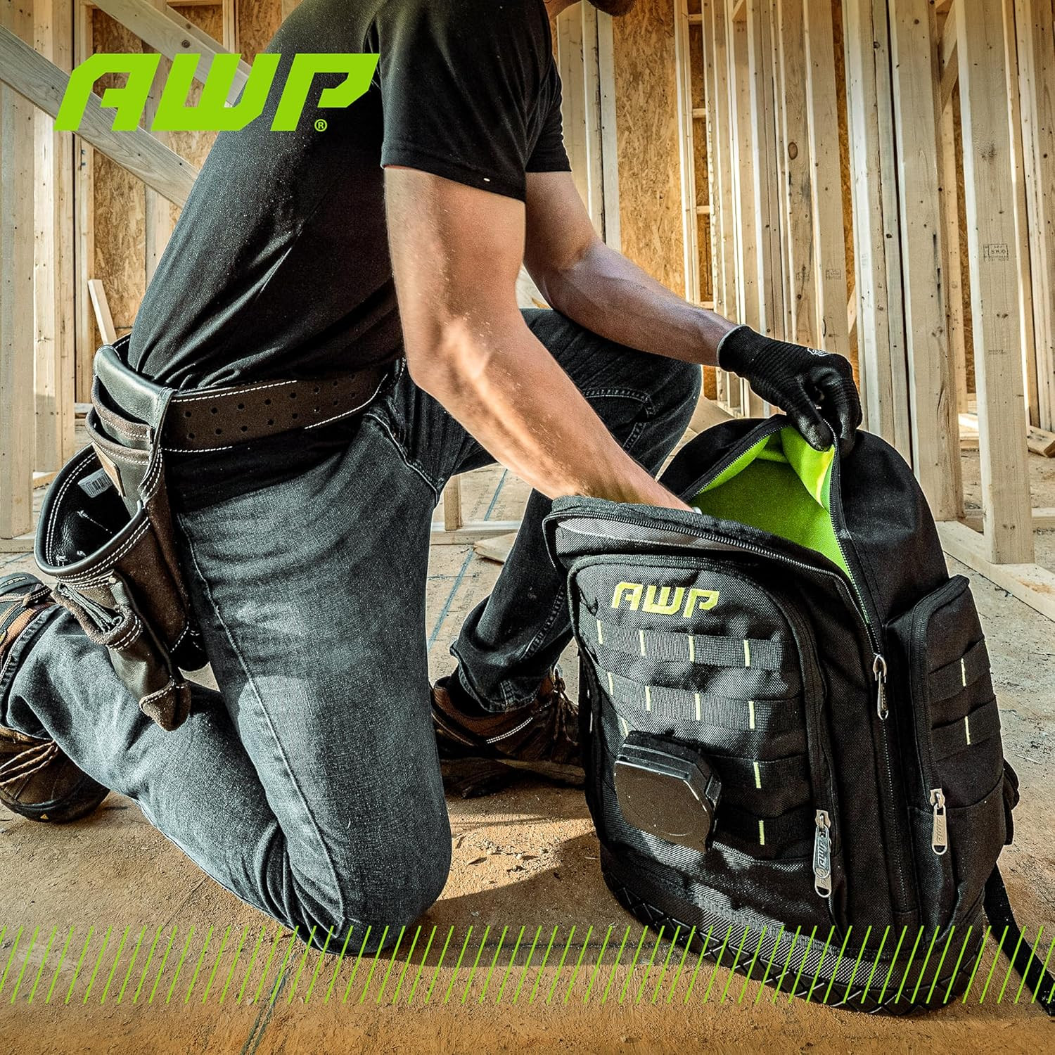 AWP Extreme Tool Backpack, Rugged Polyester Jobsite Backpack with Waterproof Mol