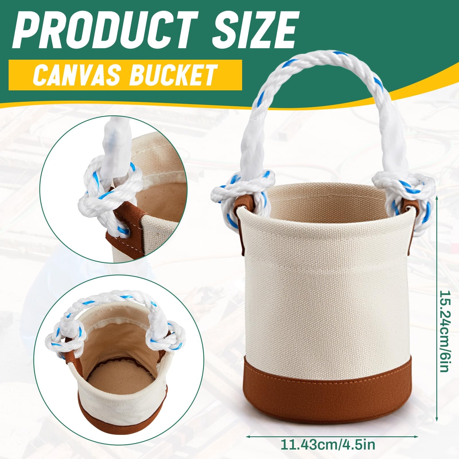 2 Pcs Mini Tool Buckets 6″ x 4.5″, All-Purpose Tool Bucket with Leather-Botto…