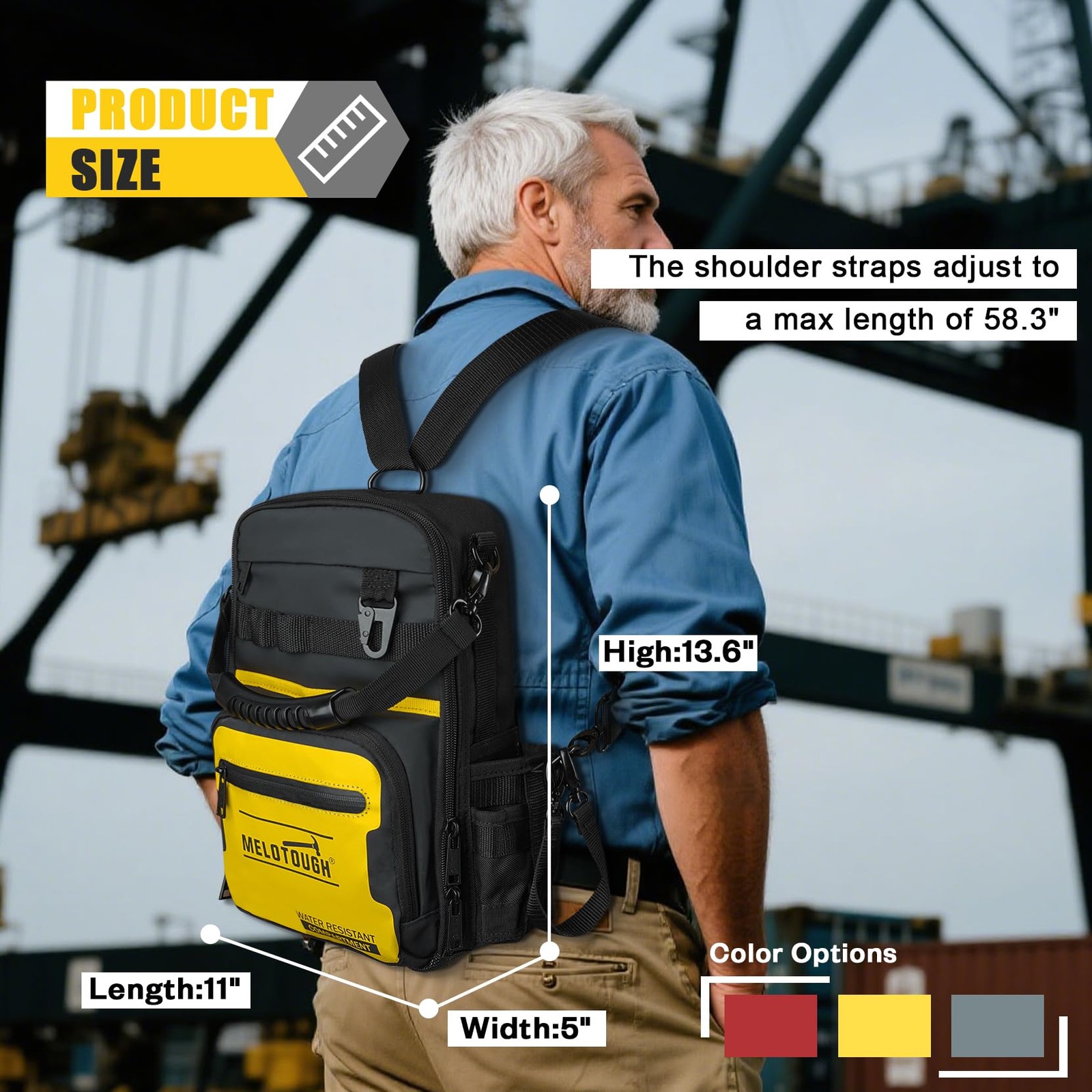 MELOTOUGH Small Tool Backpack for Men 30 11 x 5.5 x 13.6 inches, Yellow