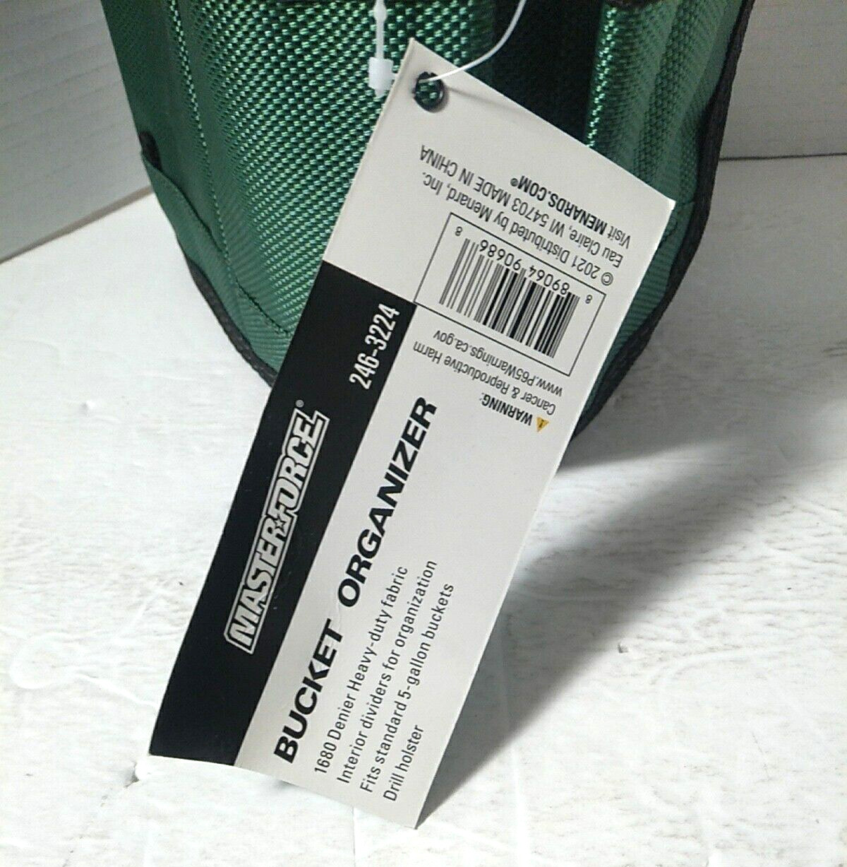 Master Force Tool Pouch Bucket Organizer 14” w/32 Pockets Heavy-Duty Green