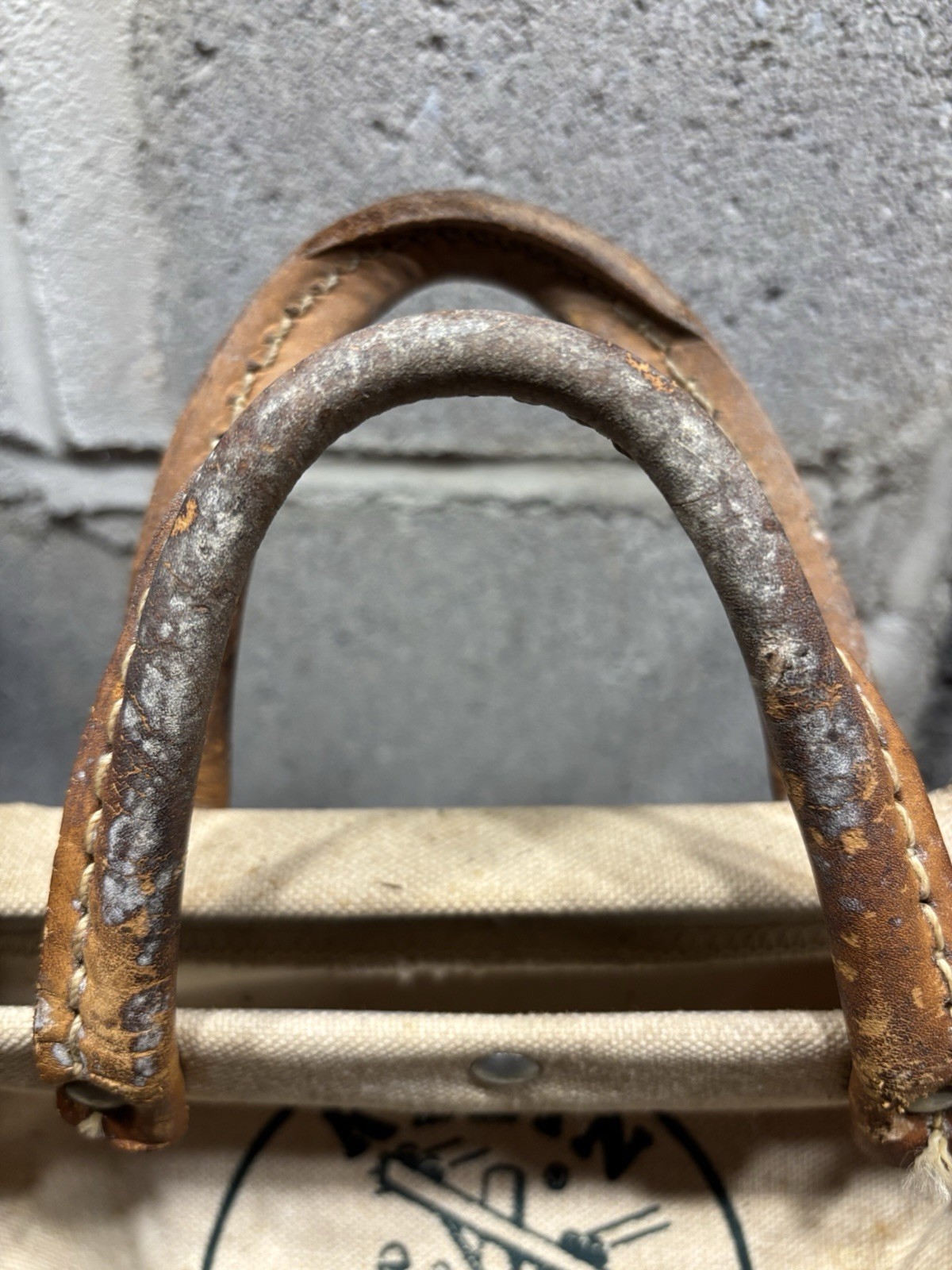 Vintage Klein Tools Lineman Bag 5102-12 Canvas Leather USA