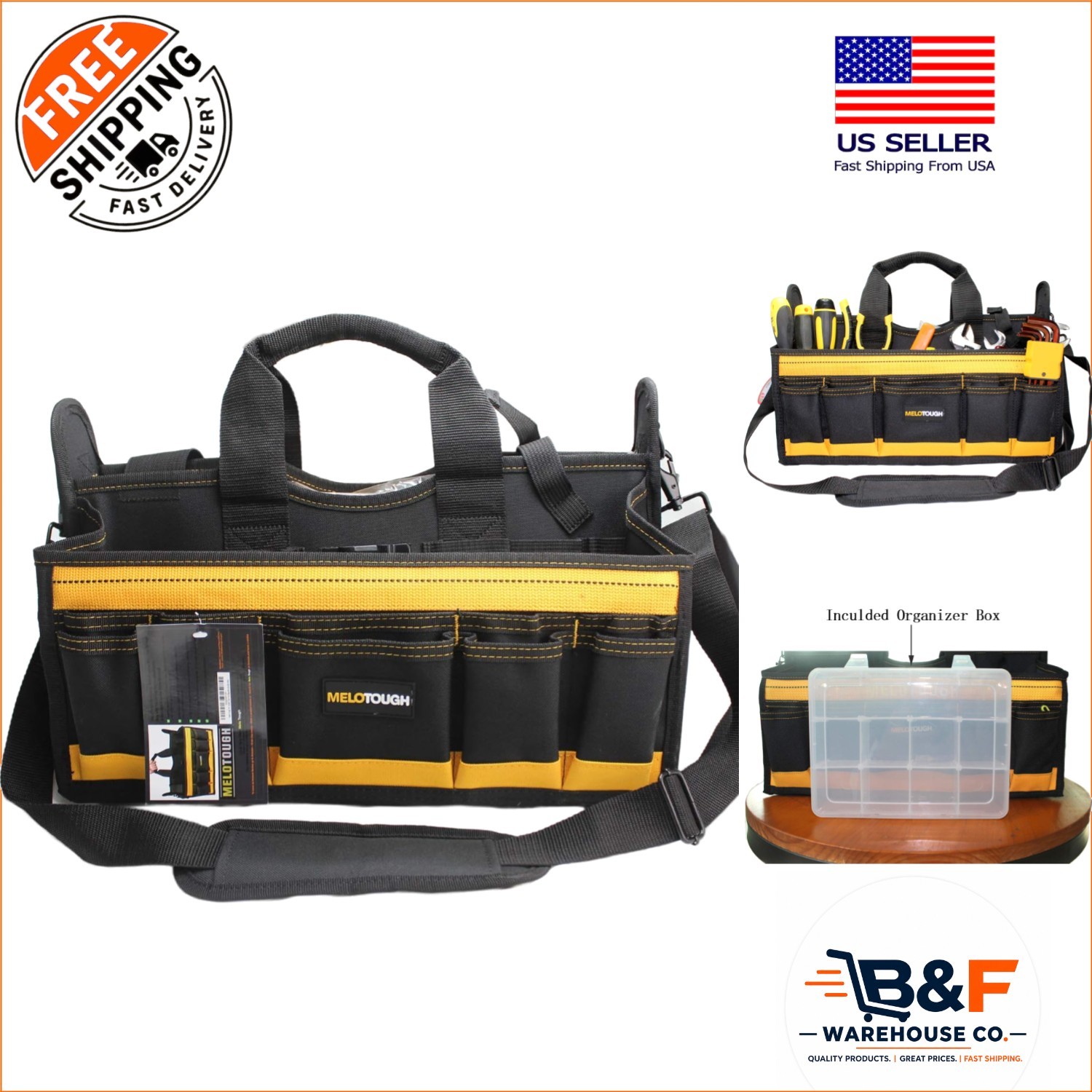 Innovative 17-Inch Electric Tool Bag with Plastic Tray for Easy Organization