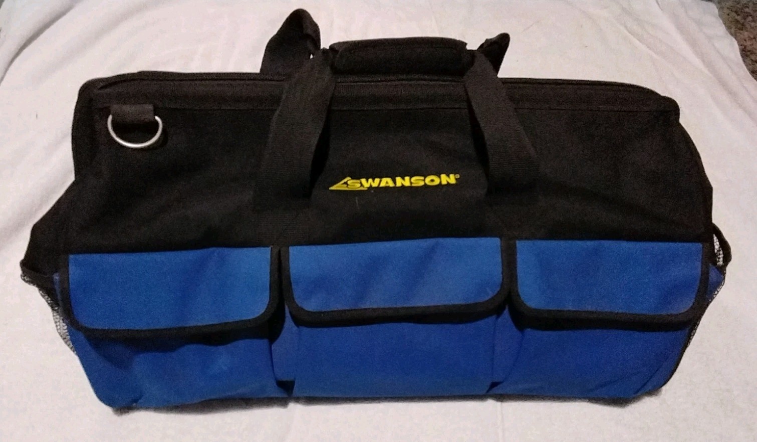 SWANSON TOOL CO 27″×14″×12″ BLUE & BLACK NYLON TOOL BAG WITH ZIPPER POCKETS…