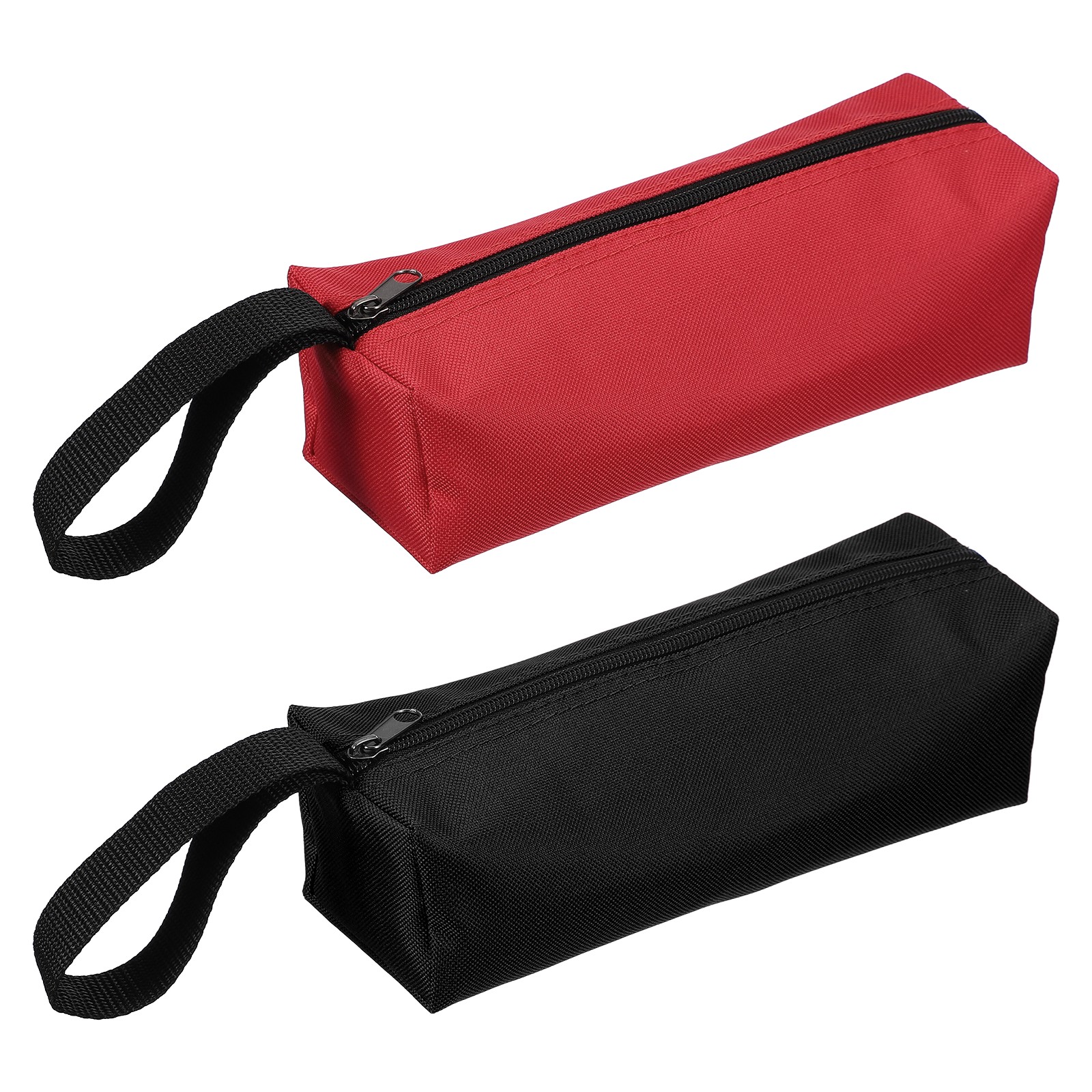 2 Pcs 9.8×3.3×2.8″ Multi Purpose Zipper Canvas Tool Pouch, Black/Red