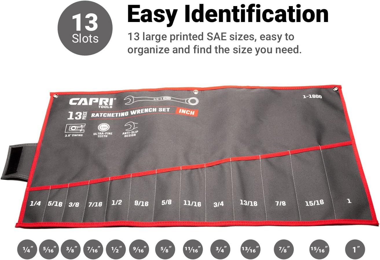Capri Tools Wrench Roll up Pouch Standard Pockets