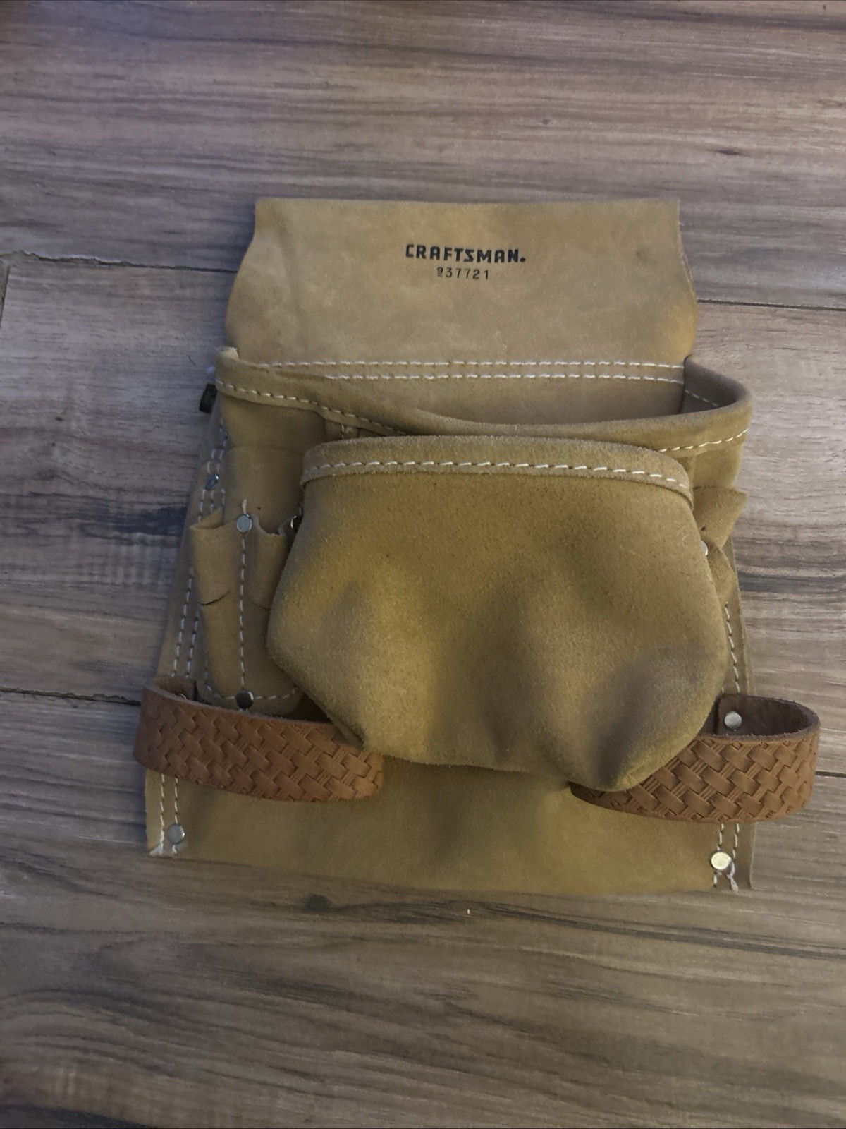 Craftsman 937721 Leather Tool Pouch Beige Brown Multiple Pockets No Belt