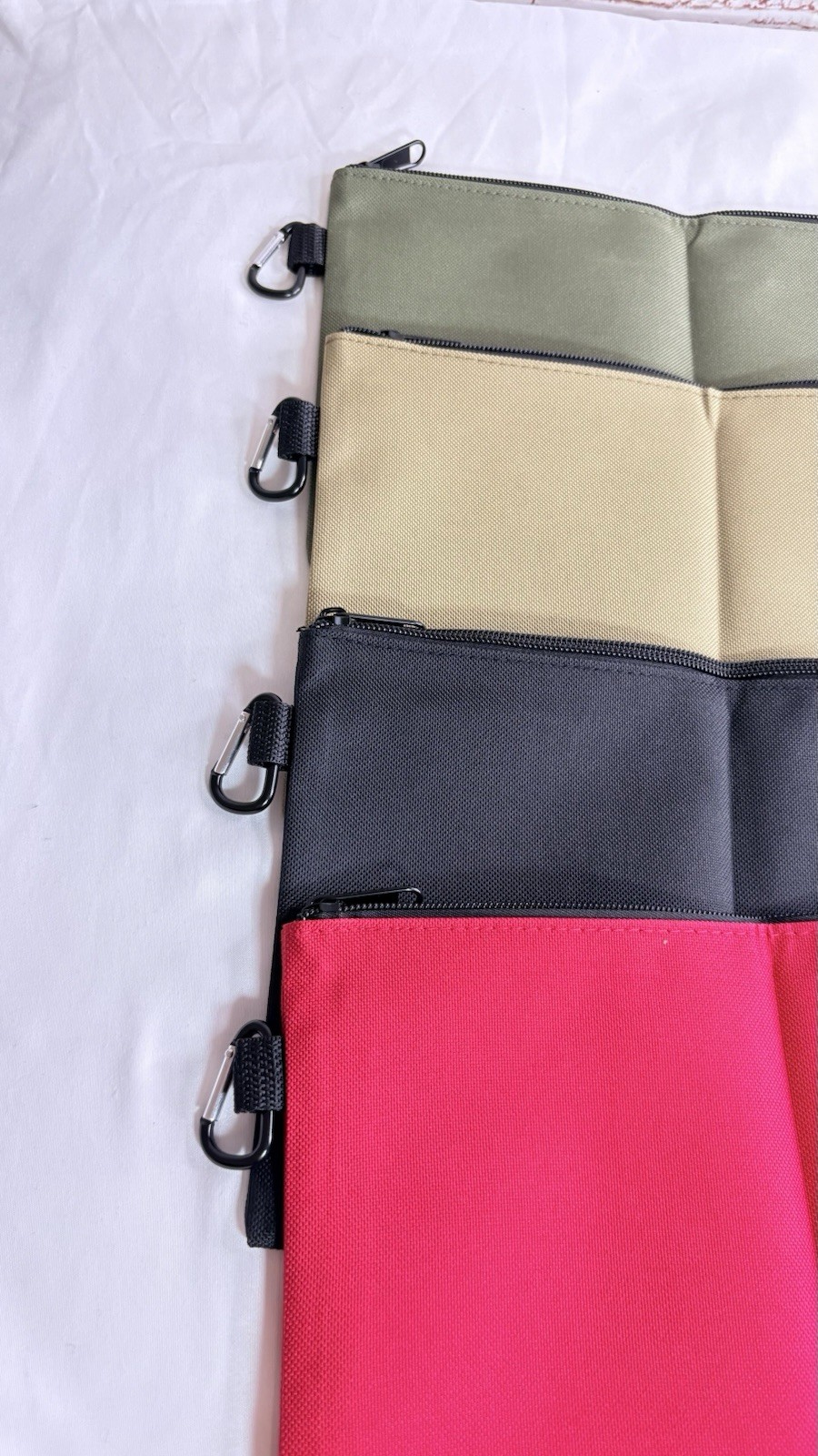 4-Pack Tool Pouch Zipper Bags w/ Carabiner Clips Waterproof Lining 12.6×7.5″