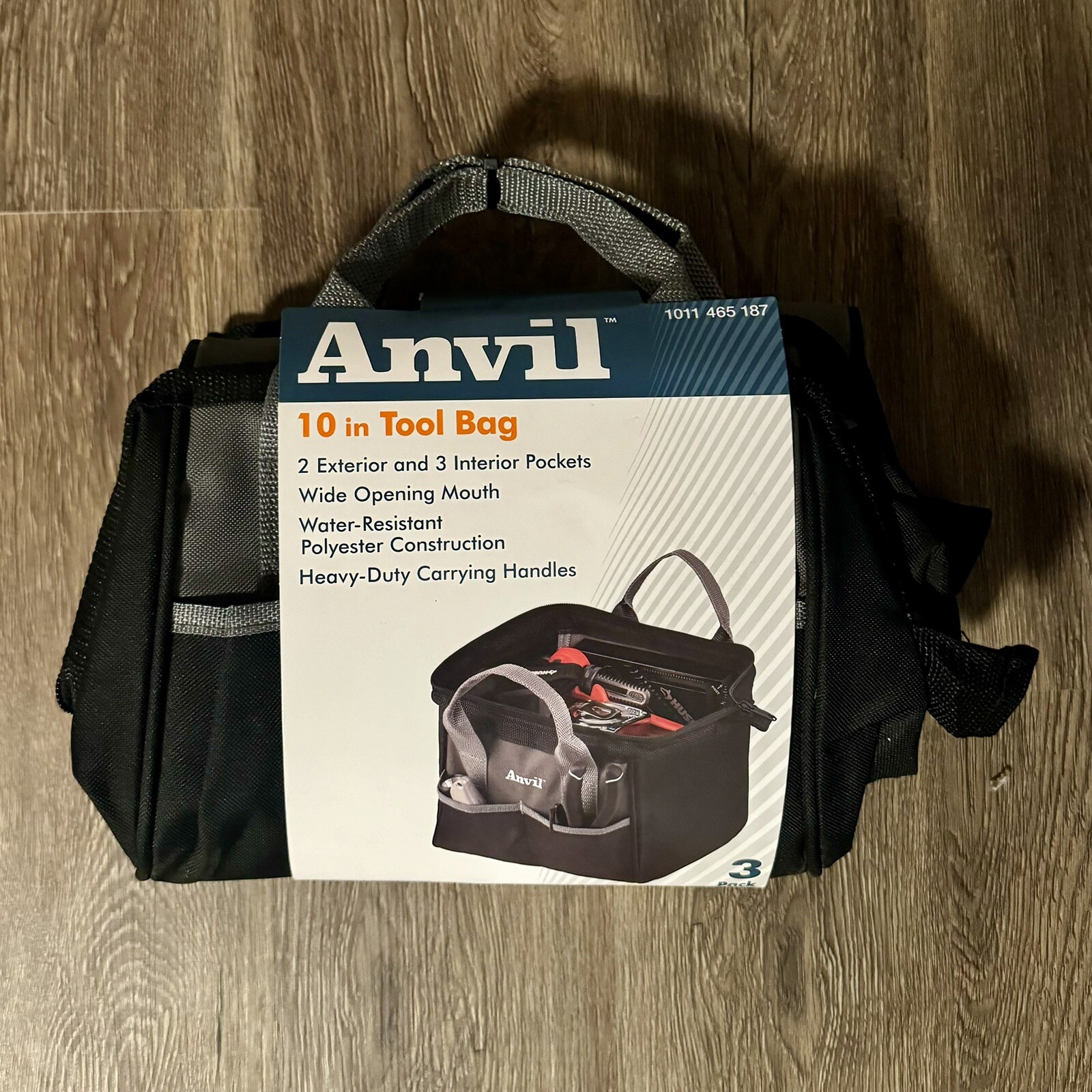 (3 Pack) NEW Anvil Tool Bags 10″ 2 Exterior, 3 Interior Pockets Construction
