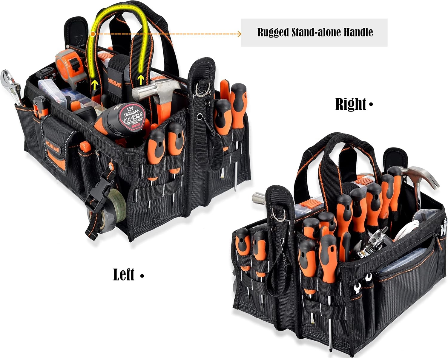 19-POCKETS Tool tote, HVAC tool bags organizer, Heavy-Duty