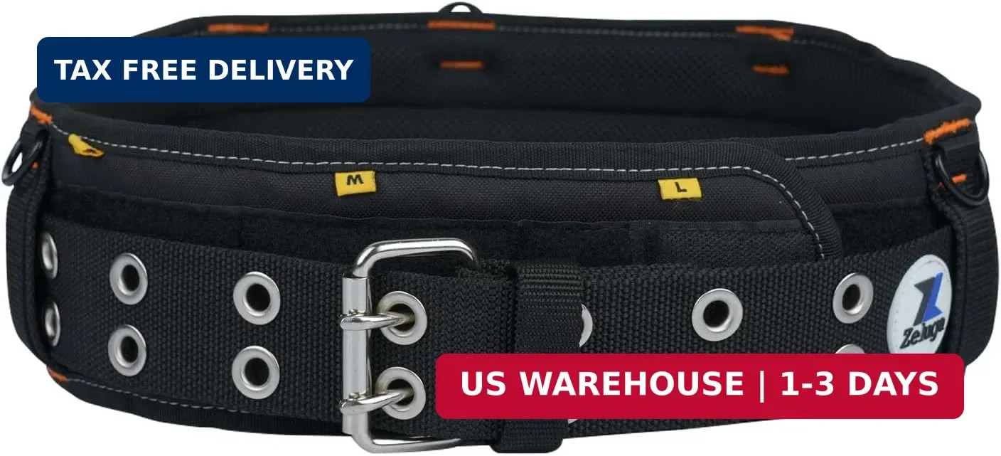 Zeluga 20-222 Heavy Duty Polyester Tool Rig Padded Belt, Black