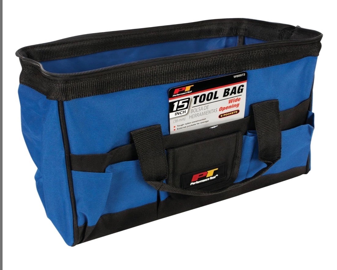 Performance Tool W88973 15” Wide Opening Tool Bag | Exterior Pockets For Too