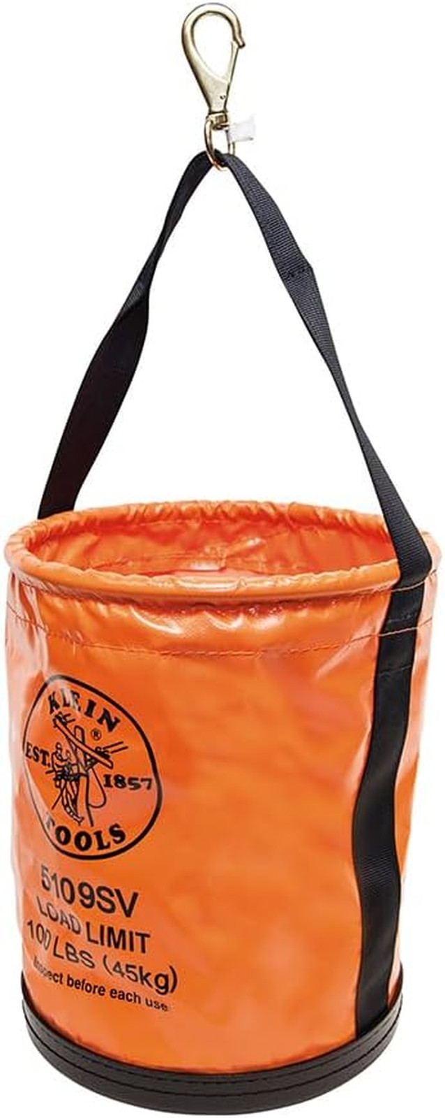Klein Tools 5109SV Tool Bucket, Vinyl Lineman Bucket with Swivel Snap and Web Ha