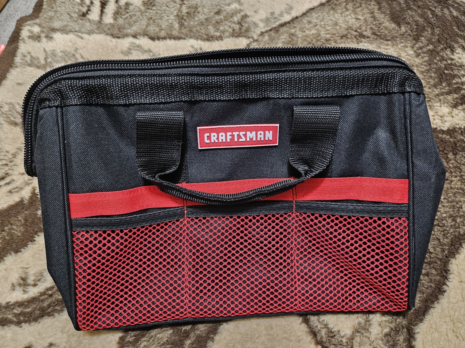 Craftsman 13″ Large Mouth Tool Bag Black/Red 513100 Zipper Handle 6 Pockets NEW