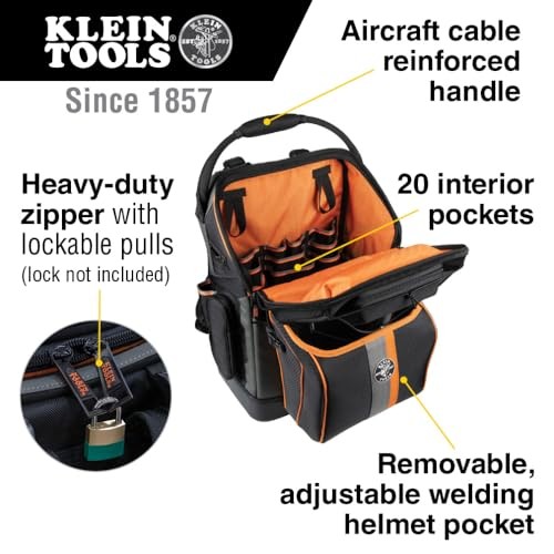 Klein Tools Ironworker Backpack 27 Pockets Fire Resistant