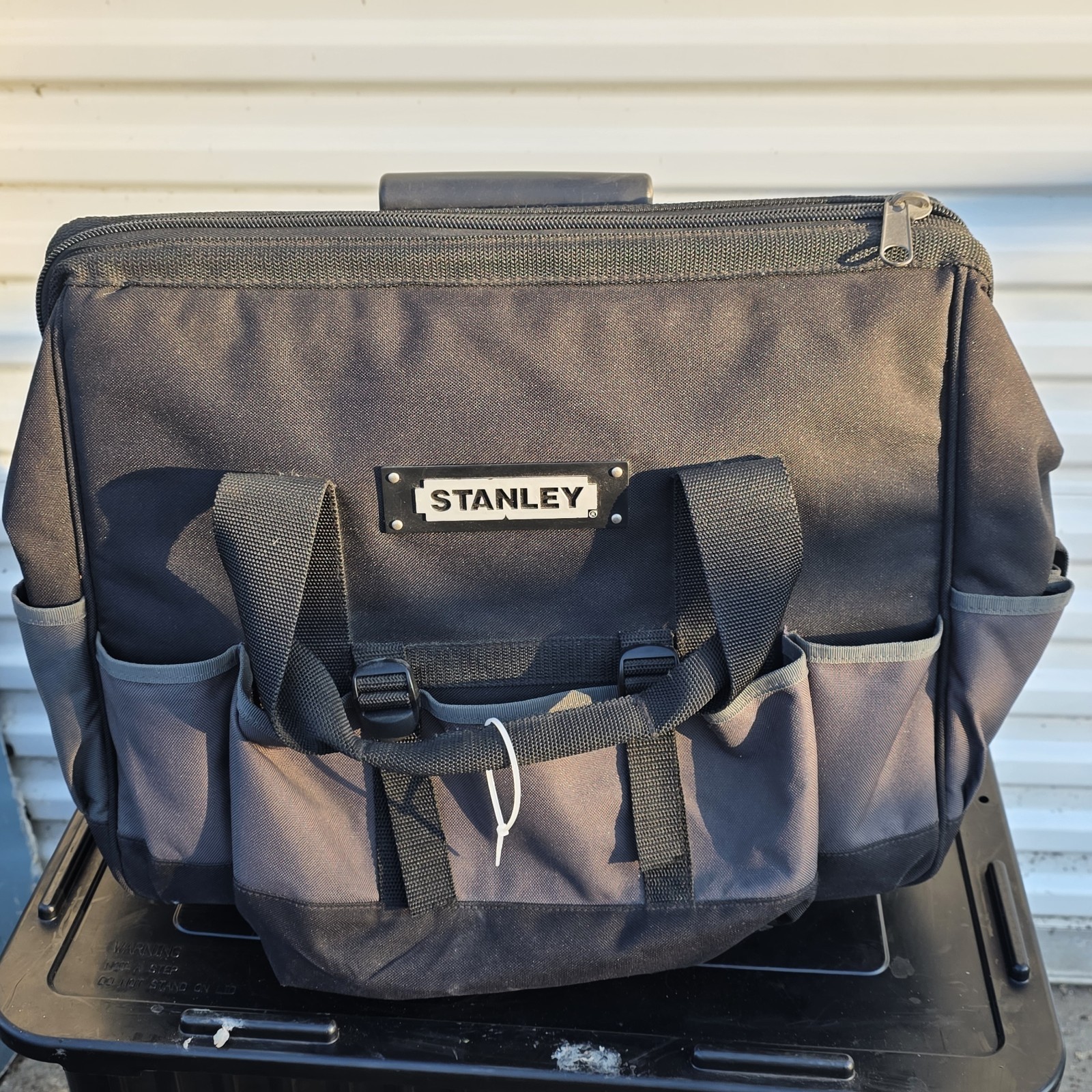 Stanley 93-328 20″ Open Mouth Wheeled Tool Bag Rolling Tool Tote Telescoping…
