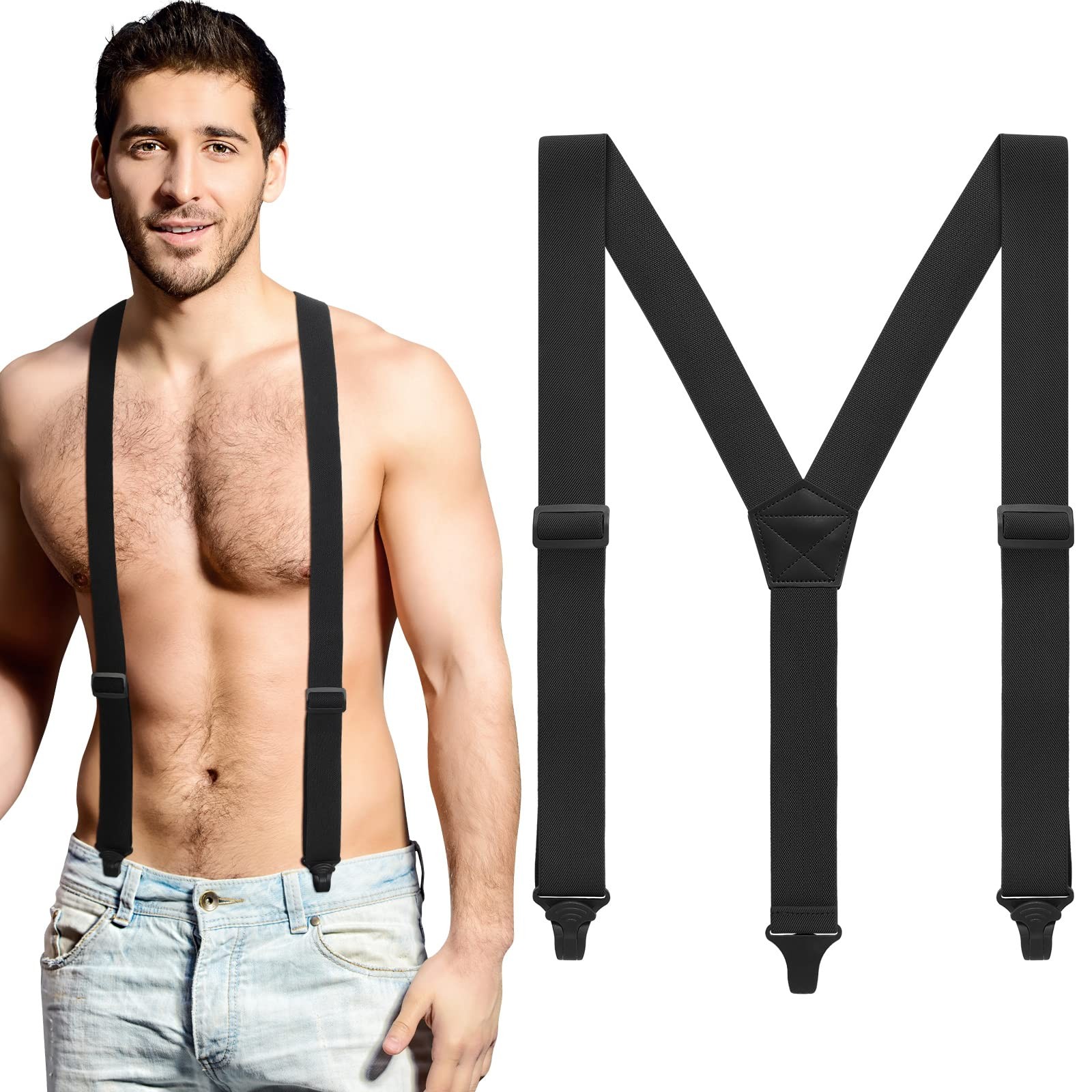 Jiuguva Men Hidden Undershirt Suspender Under Clothing One Size, Black