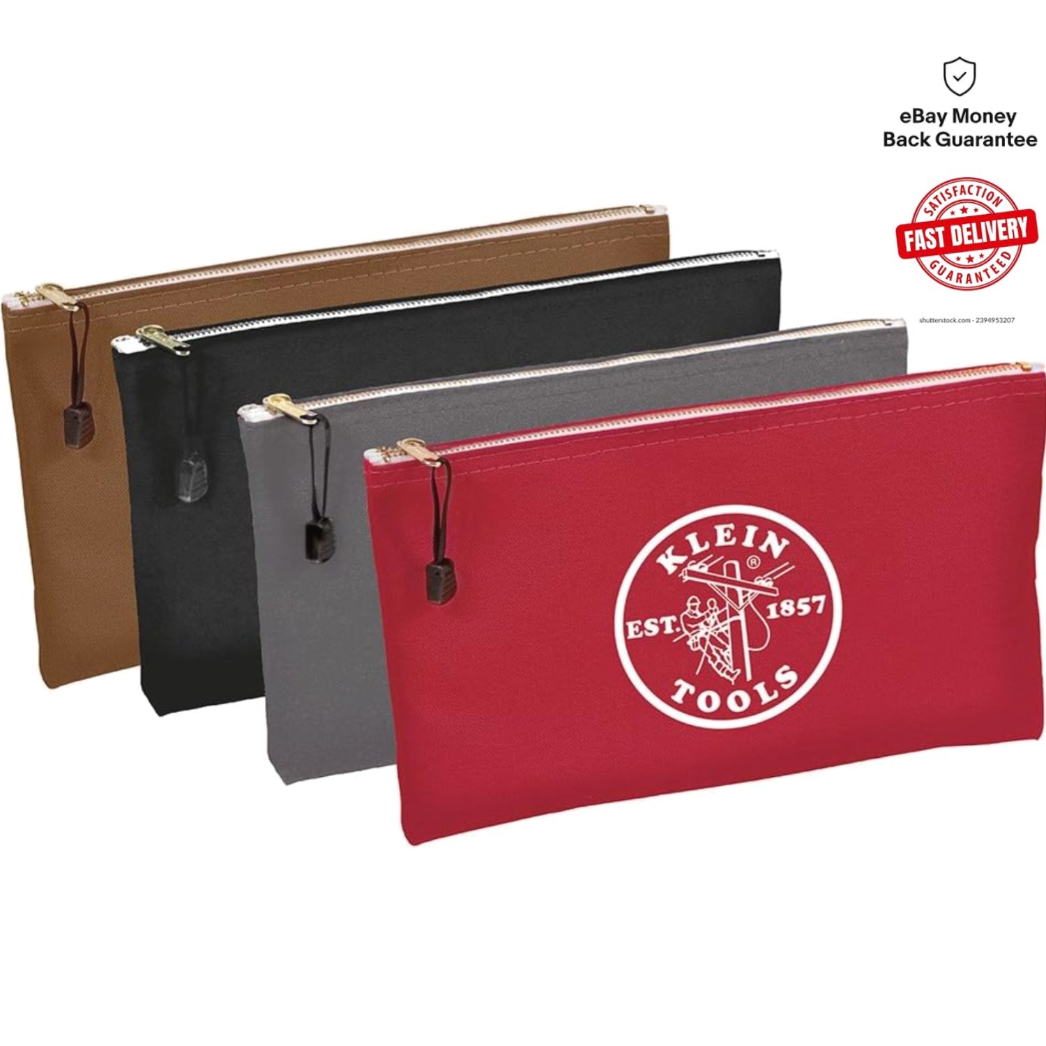 Klein Tools 5141 Canvas Zipper Tool Bag Set – Durable 4-Pack Storage Solution