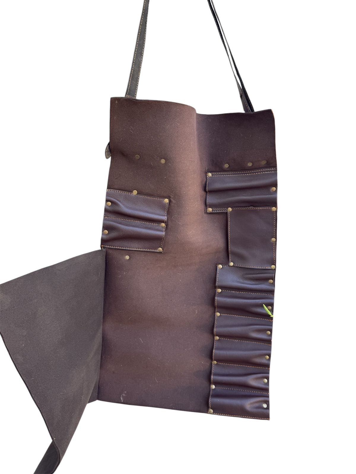 Cowhide Leather Chef knife Roll Bag Portable Storage for Tools Adjustable Strap