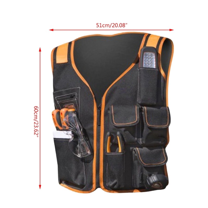 Safety Work Vest Tool Vest Maintenance Kit Multi-Pocket Vest Oxford Cloth