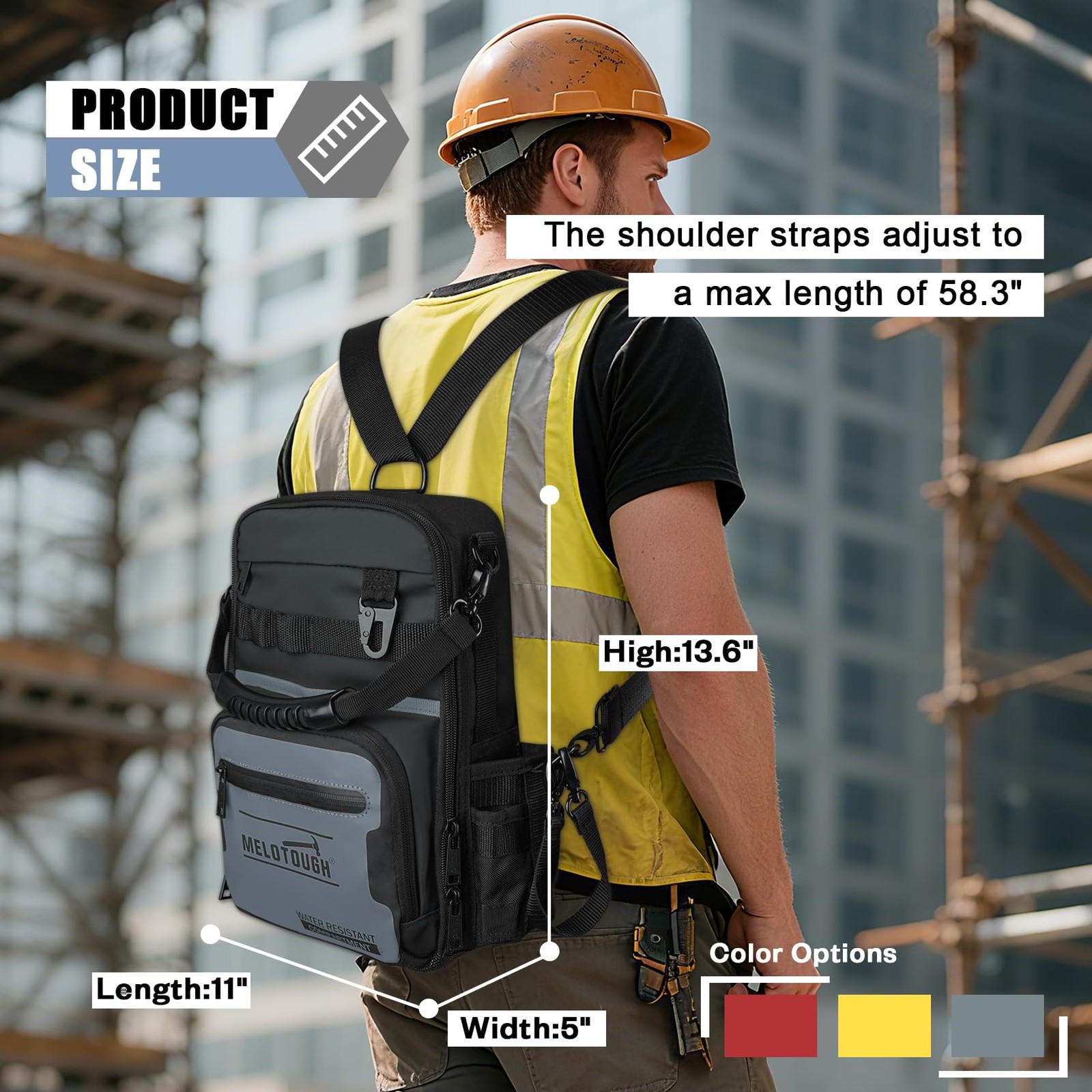 Melotough Small Tool Backpack For Men 30 Multi-Storage Pockets Heavy Duty Tool