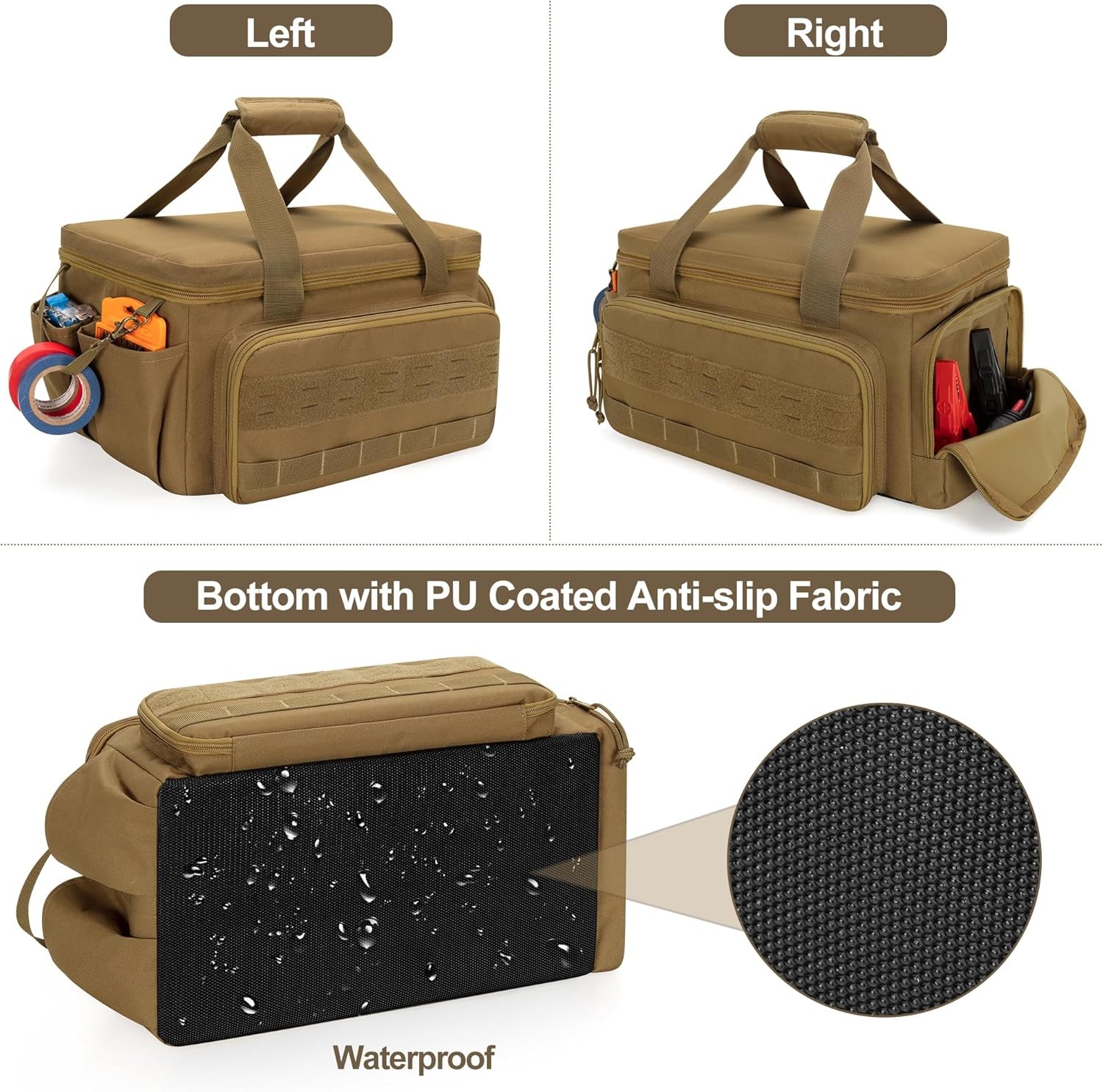 14 Inch Heavy Duty Canvas Tool Bag Organizer Reinforced Bottom Multiple Pockets