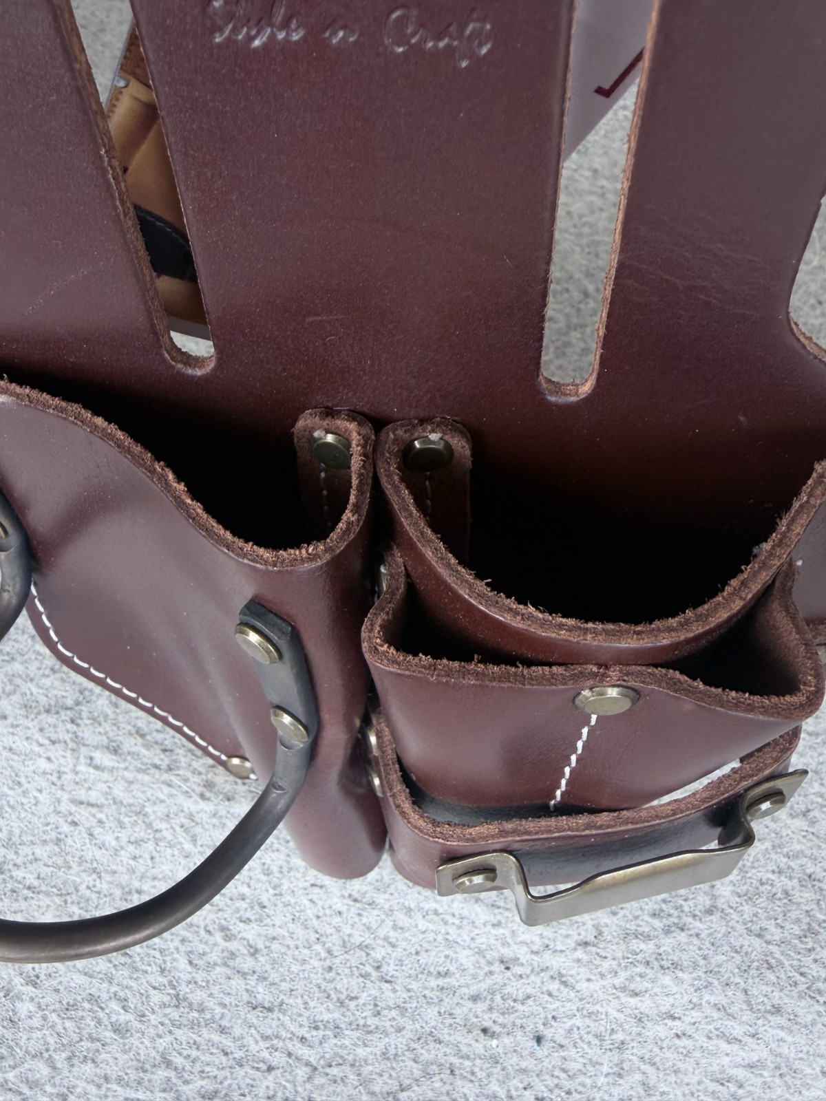 Leather Tool Pouch 4 Pocket Pliers Hammer Tape Holder Full Grain Tan 98017