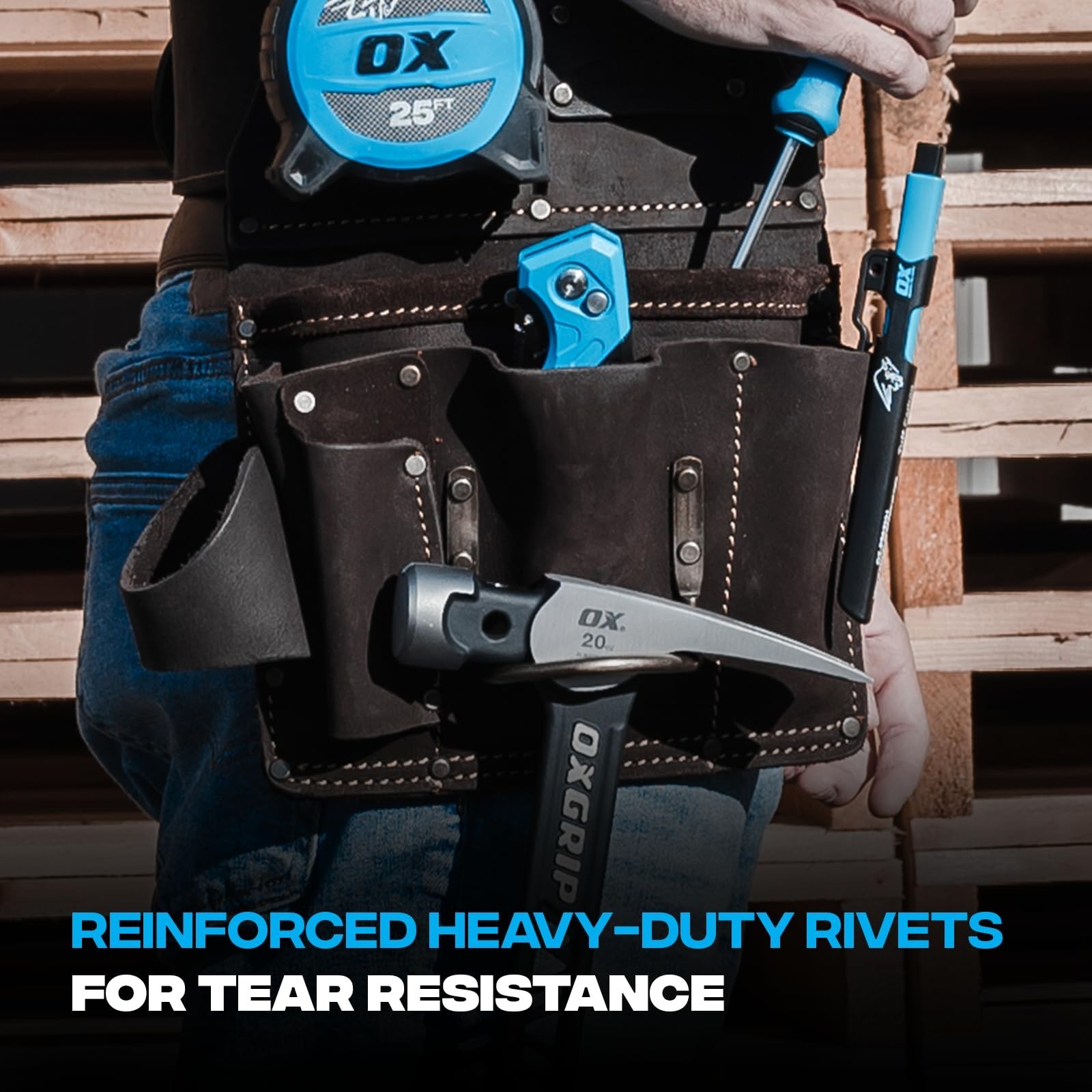 Ox Pro Full Grain Leather Tool Pouches – Made with Double Stitching and Rivet…
