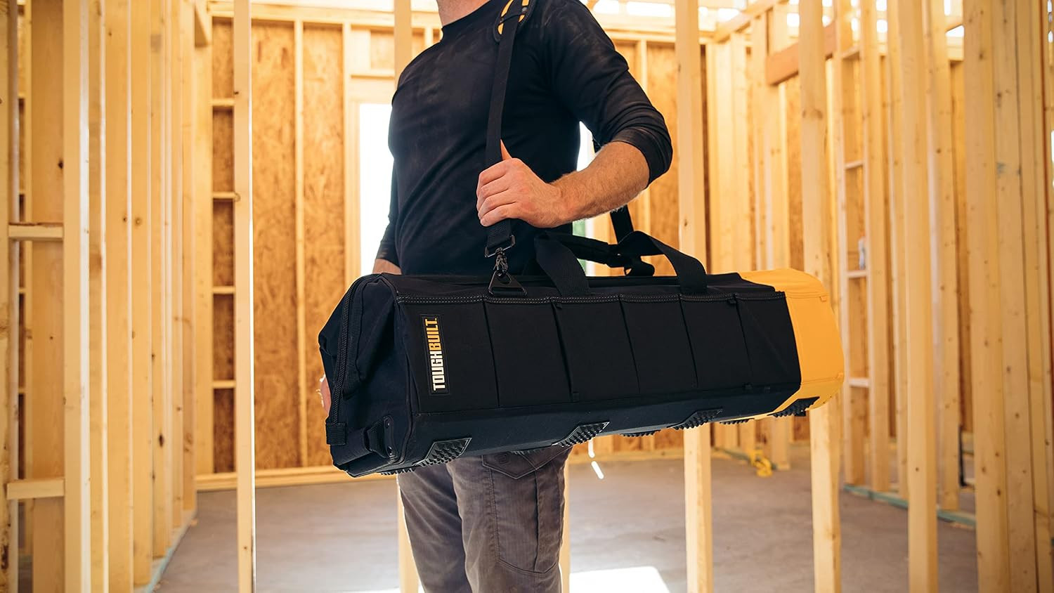 Toughbuilt – Massive Mouth Tool Bag, Heavy-Duty Fabric Wide-Mouth Bag with Rigid