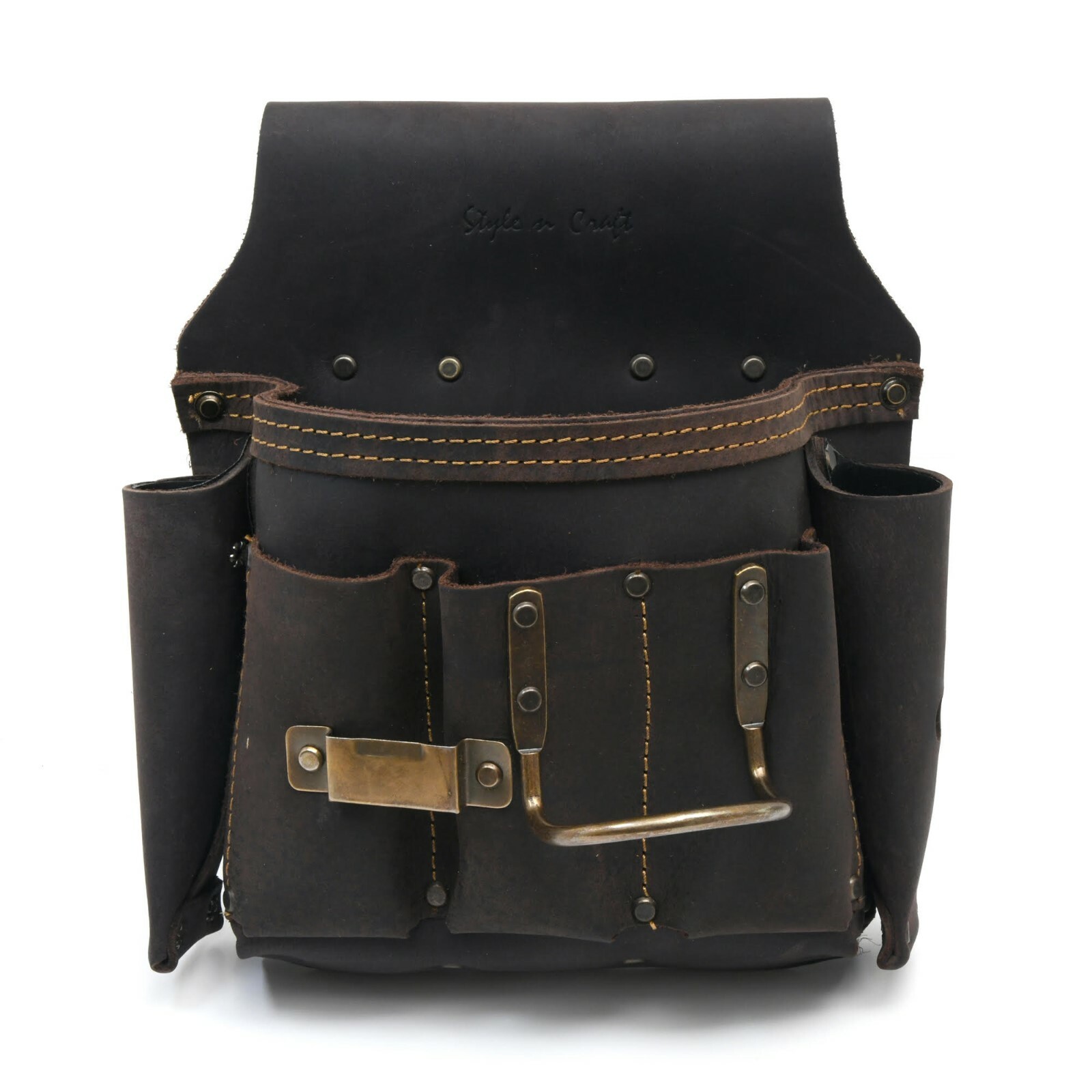Style n Craft 70685 – 6 Pkt Drywall Hanger Tool Pouch – Top Grain Oiled Leather