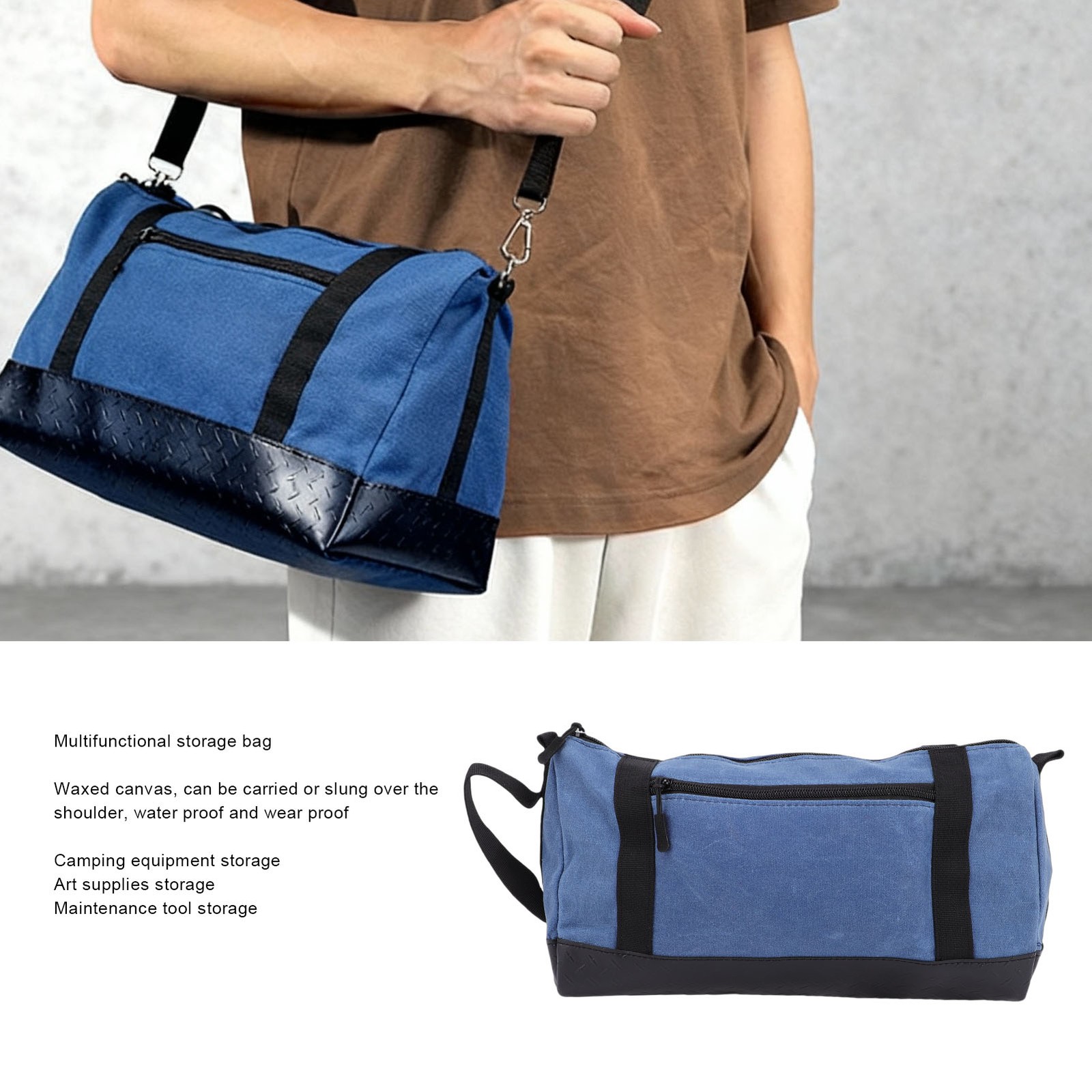 Canvas Wide Mouth Tool Bag Versatile For Gardeners Blue/Black Easy To Use